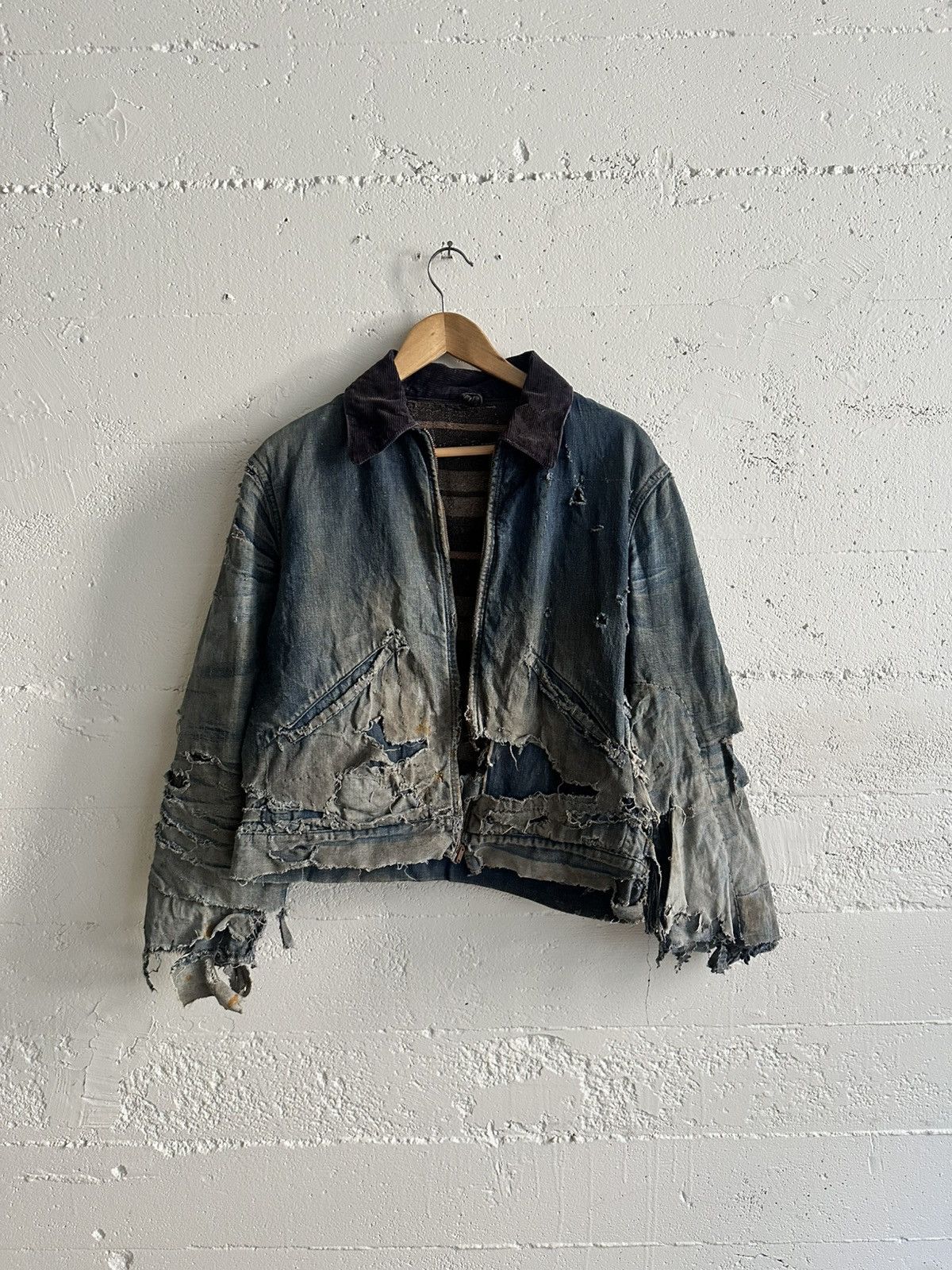 Vintage Super Thrashed Blanket lined denim jacket 50-60’s Size US M / EU 48-50 / 2 - 1 Thumbnail