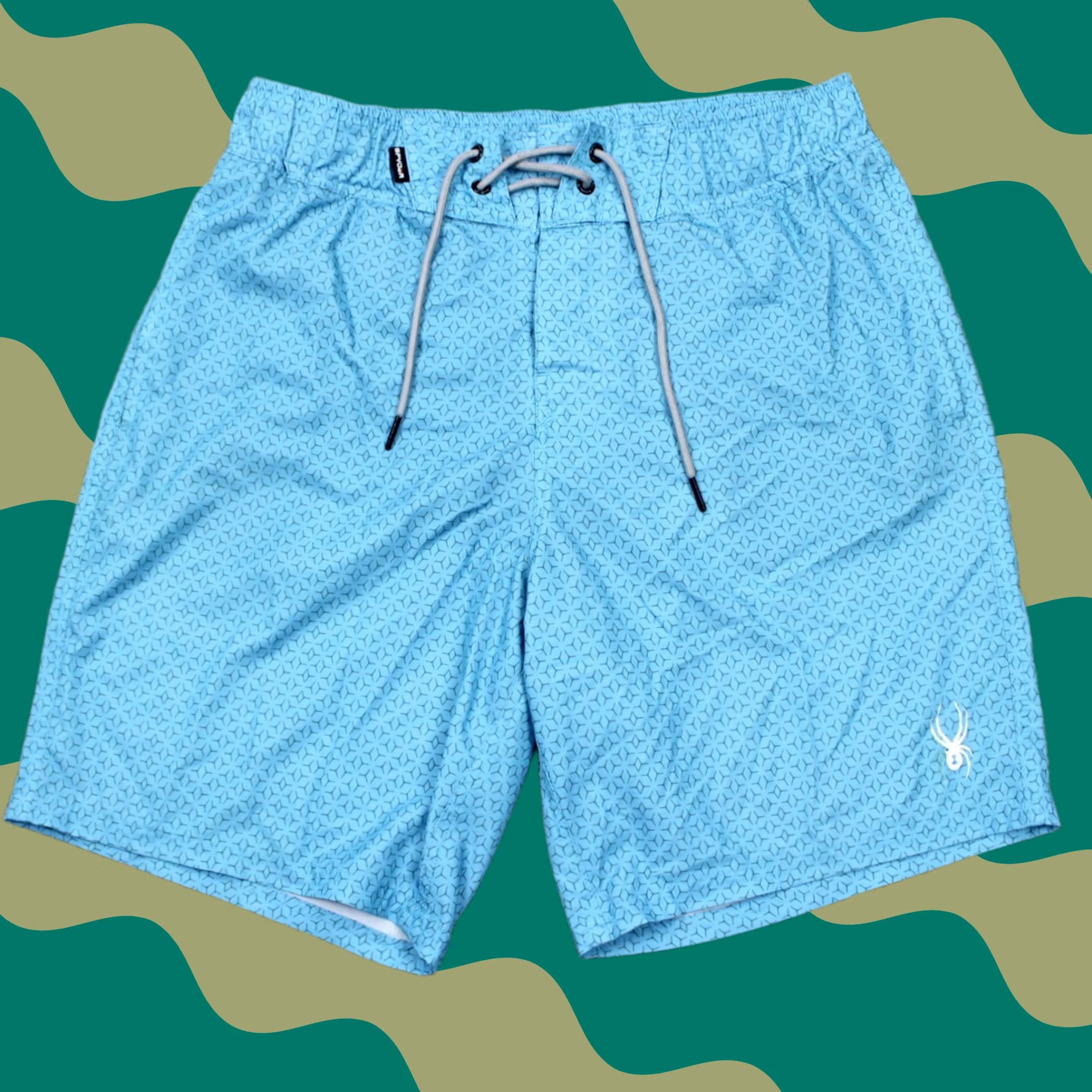 Spyder Spyder Swim Trunks Men Large Blue Geometric Quick Dry Board Shorts 9" inseam Size US 33 - 1 Thumbnail