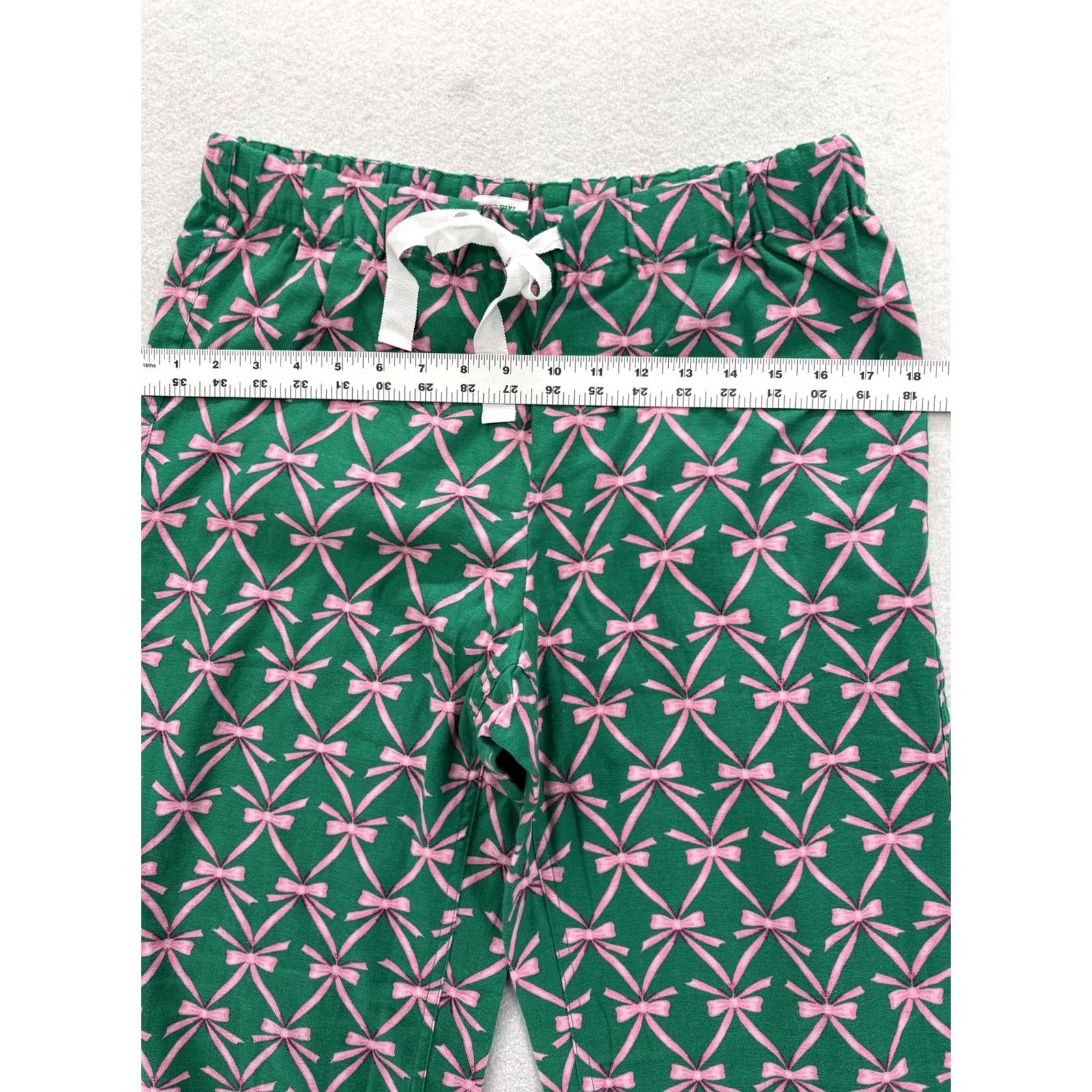 J.Crew J.CREW Flannel Pajama Pants Womens S Green Pink Bow Print Drawstring Lounge Size 28" / US 6 / IT 42 - 7 Thumbnail