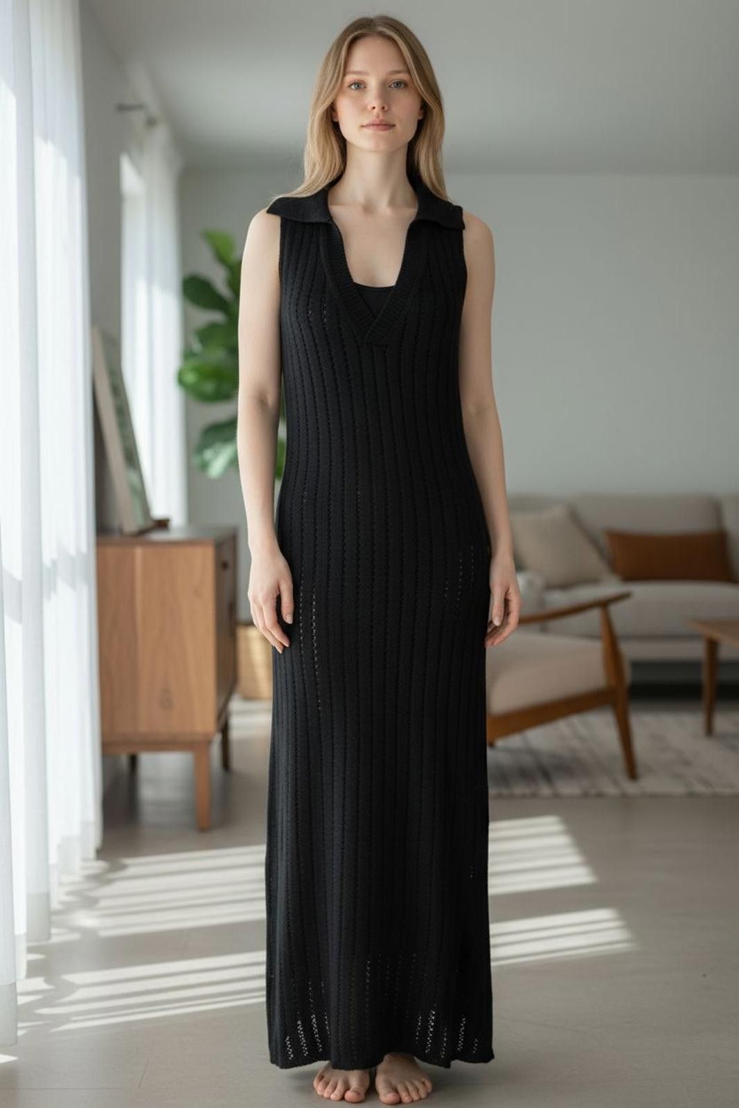 Other DOKOTOO Black Sleeveless Maxi Dress with Collar Size M / US 6-8 / IT 42-44 - 2 Thumbnail