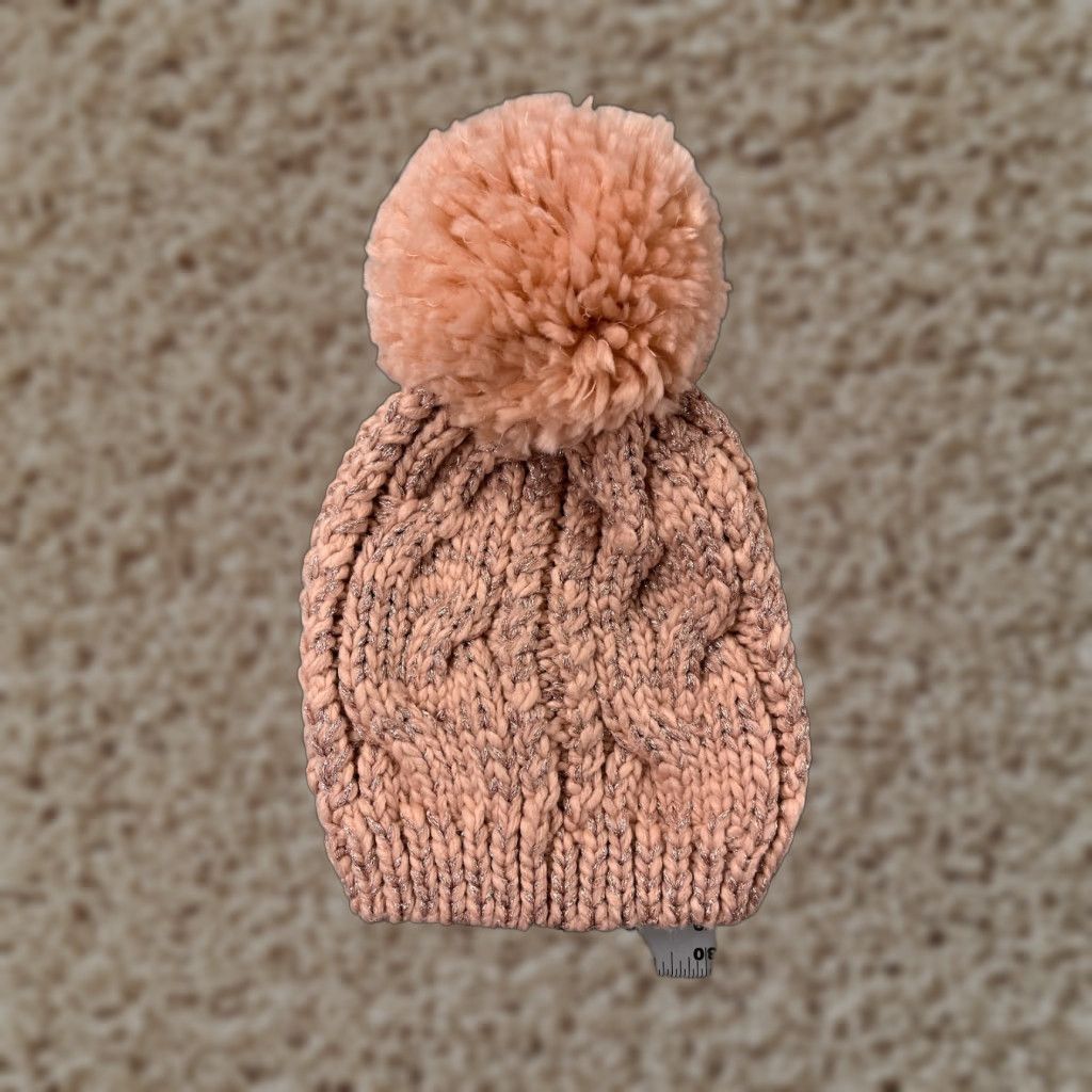 Vintage K Accessories Beanie Winter Knit Pom Womens One Size Pink Sparkly Metallic Acrylic Blend Ski Outdoor Hat Womens Size ONE SIZE - 1 Thumbnail