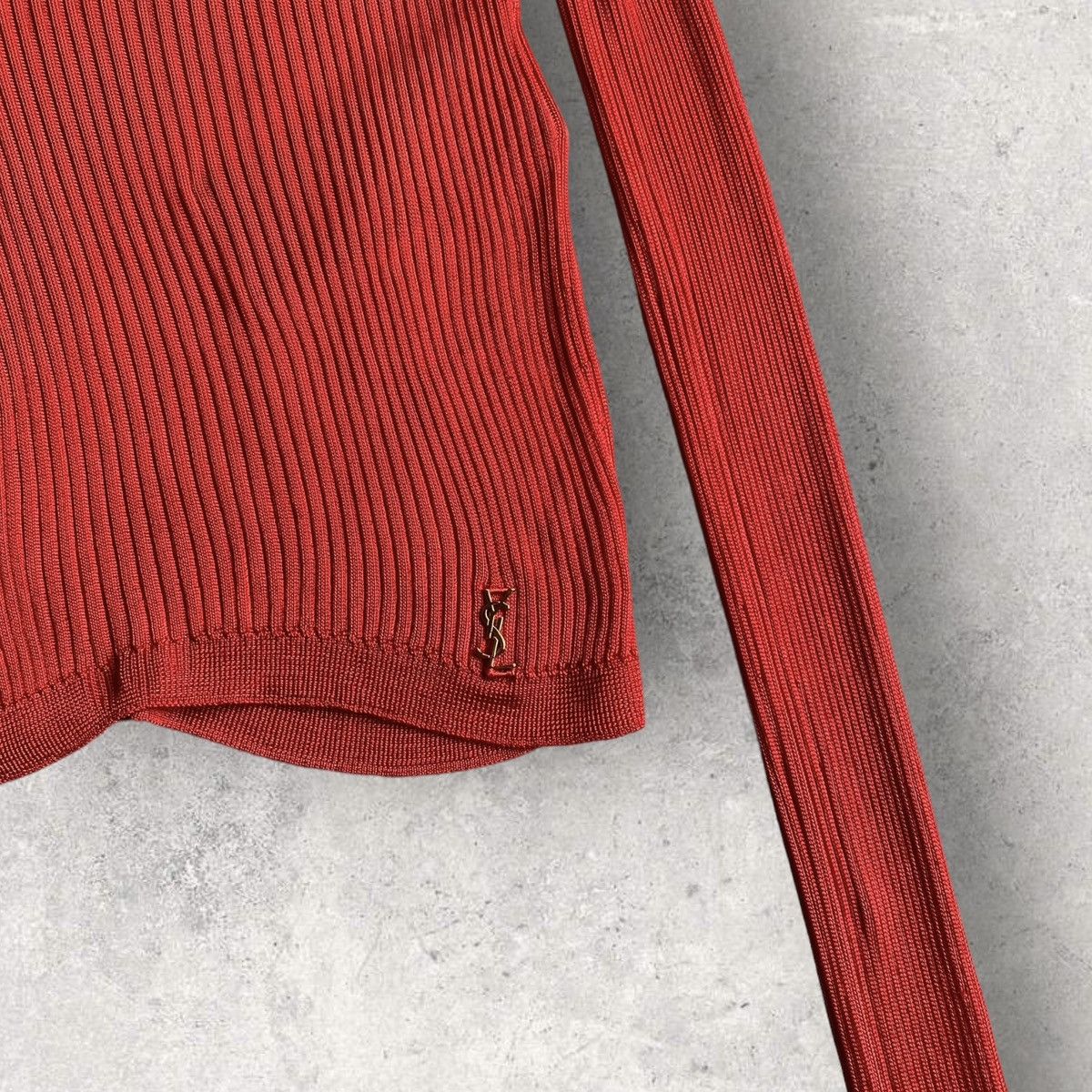 Saint Laurent Paris SLP Red Ribbed L/S Size M / US 6-8 / IT 42-44 - 2 Thumbnail