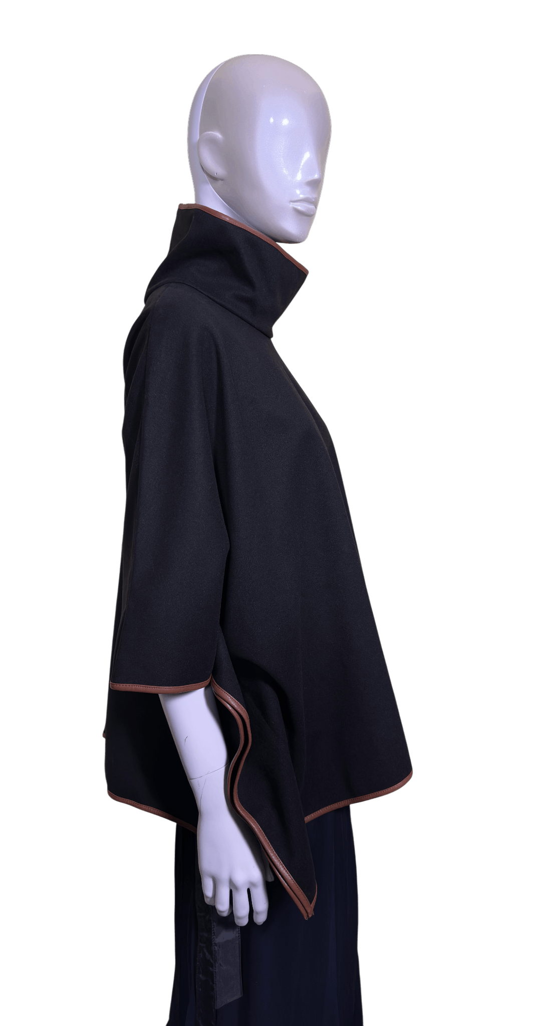 Other Tuckernuck Black Leather Trim Funnel Neck Piper Poncho Size ONE SIZE - 2 Thumbnail