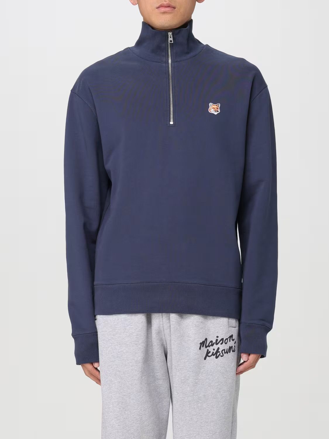 Maison Kitsune o1s22i1n1124 Half-Zip Sweatshirt in Blue Size US XL / EU 56 / 4 - 1 Thumbnail