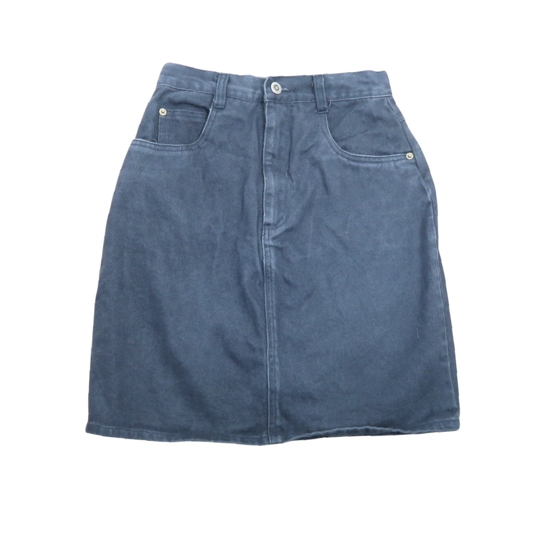 Vintage VINTAGE 90s Rev-Up black denim high rise jean mini skirt XS Women Short 25" 100% Cotton Short 80s 90s Skirt Girls Women Size 26" / US 2 / IT 38 - 2 Thumbnail