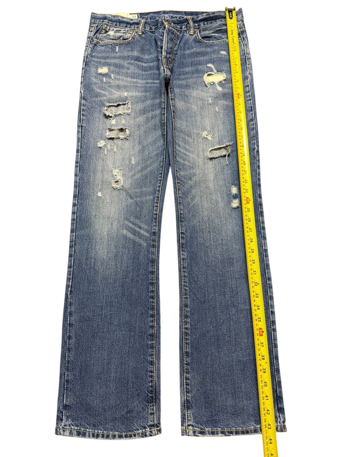 Abercrombie & Fitch Vintage 90s Abercrombie & Fitch Blue Wash Ripped Regular Fit Size US 34 / EU 50 - 10 Thumbnail