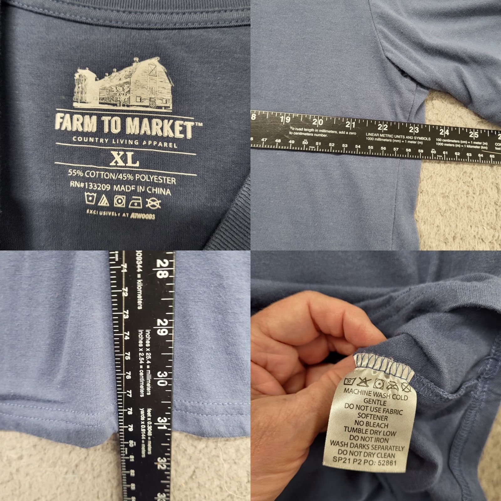 Market Farm To Market T-Shirt Mens XL Blue American Spirit Est. 1776 Chevy Trunks Trucks Graphic Print Size US XL / EU 56 / 4 - 8 Thumbnail