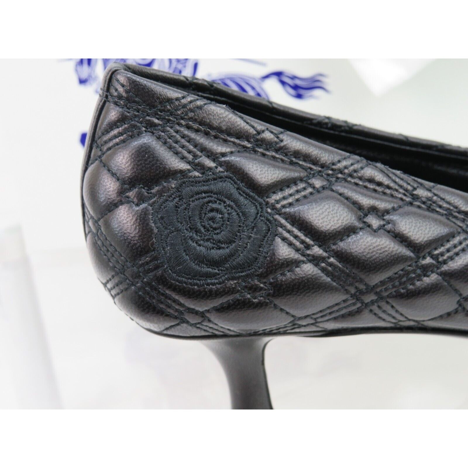 Burberry BURBERRY BABY BLACK QUILTED LEATHER LOGO KITTEN PUMPS 36.5 Size US 6.5 / IT 36.5 - 5 Thumbnail
