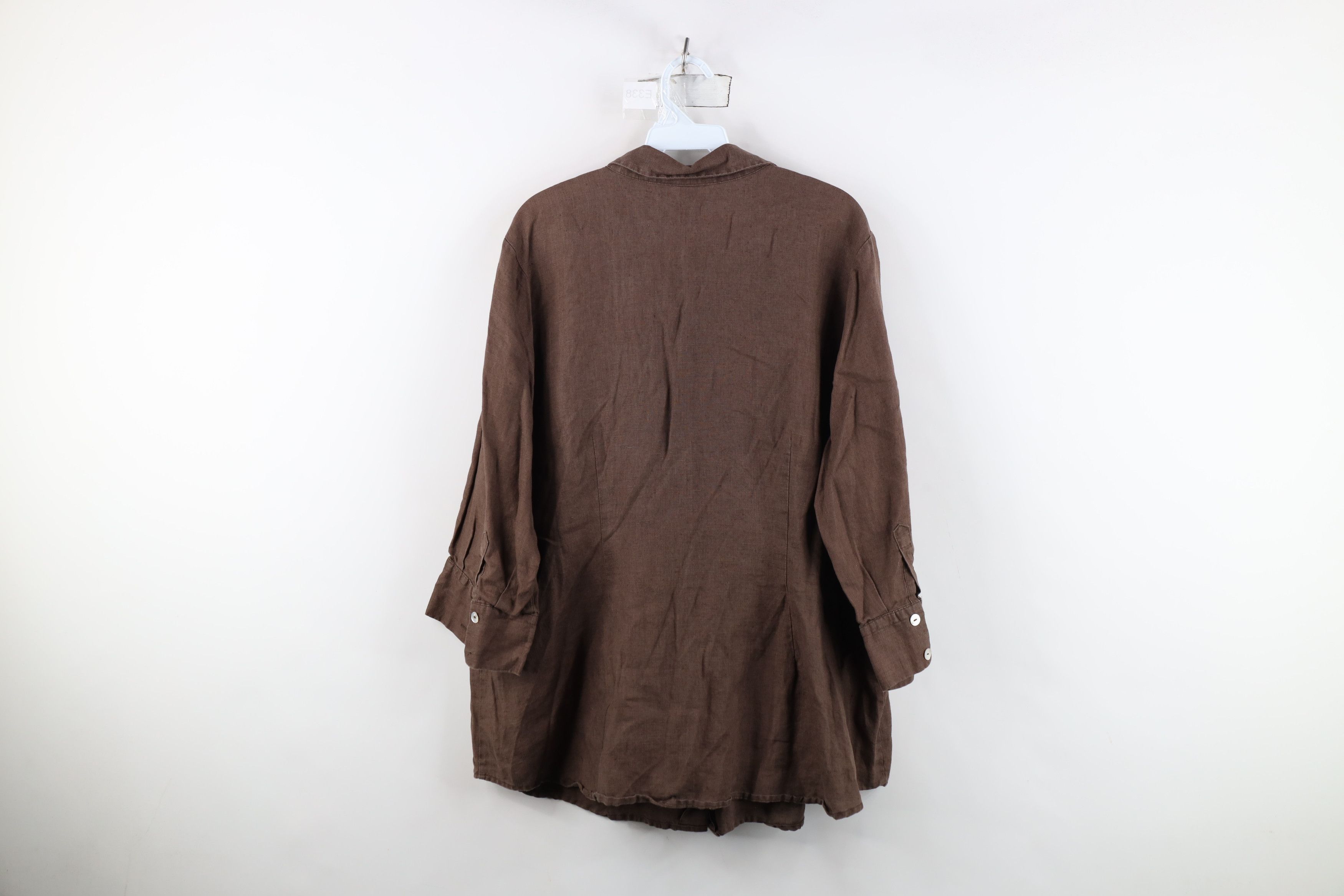 Vintage Vintage 90s Lagenlook Collared Button Shirt Brown Size XXL / US 16-18 / IT 52-54 - 11 Thumbnail
