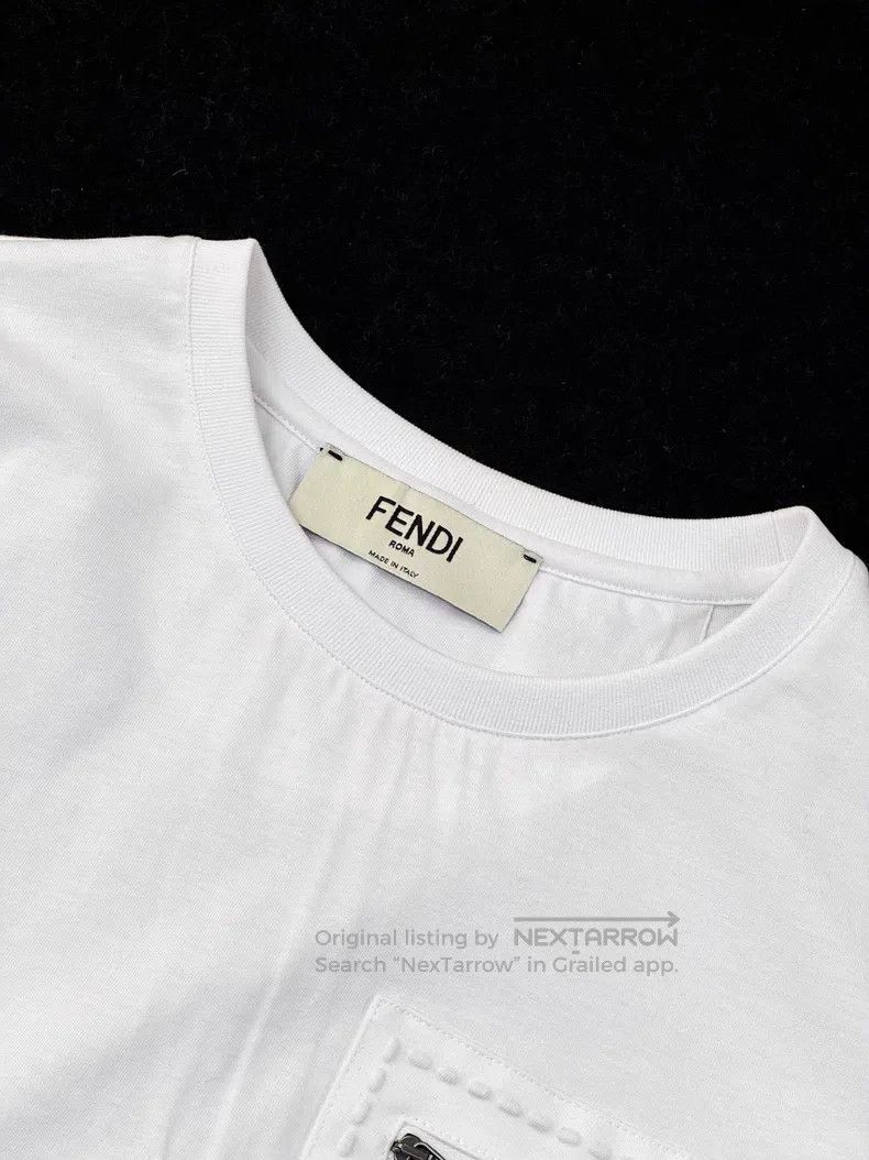 Fendi Fendi White Zip Pocket Logo Short Sleeve T-Shirt Size S / US 4 / IT 40 - 3 Thumbnail