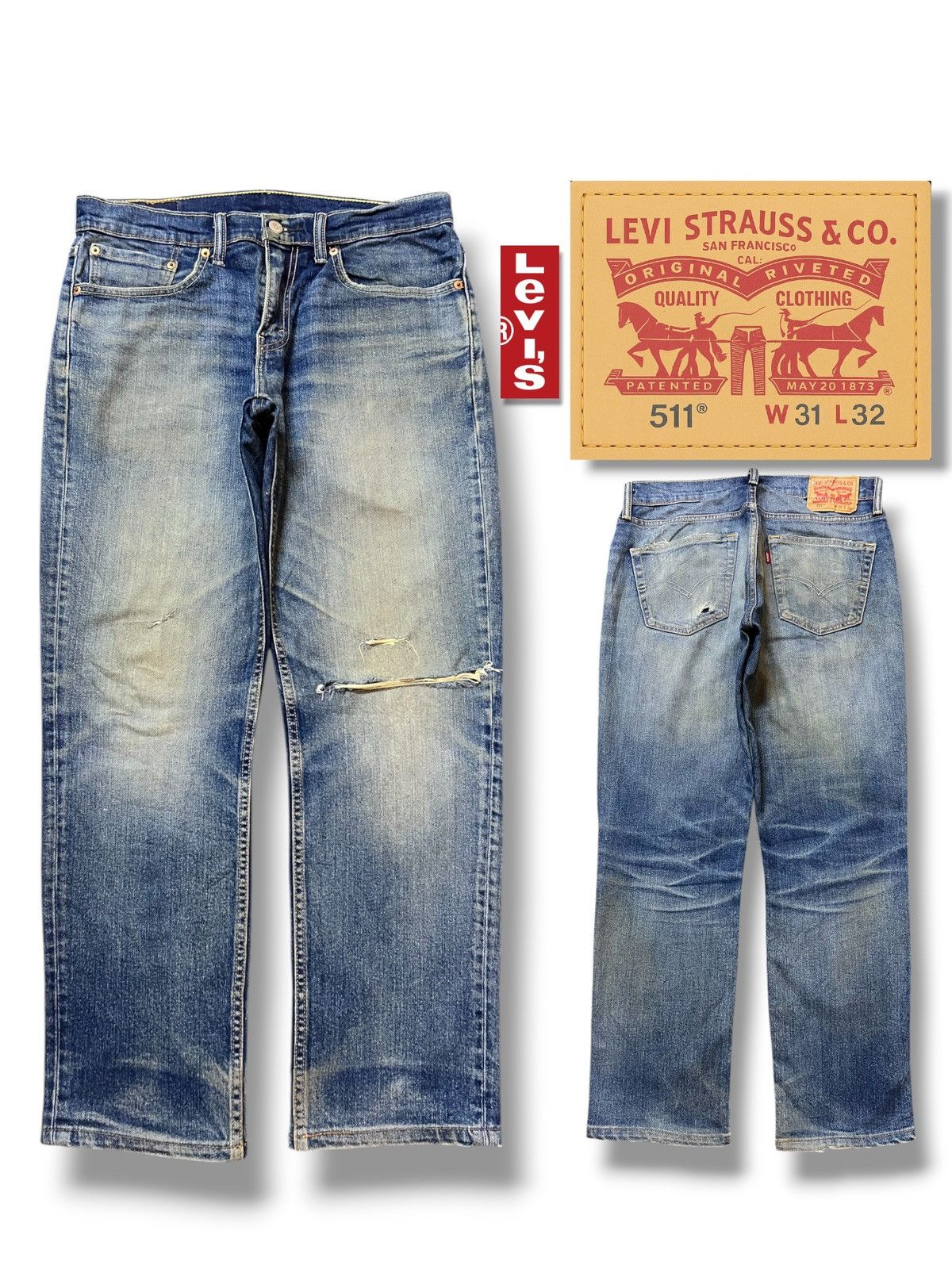 Levi's Vintage Levi’s 511 - Faded Rusty Wash, Distressed Denim Size US 33 - 1 Thumbnail