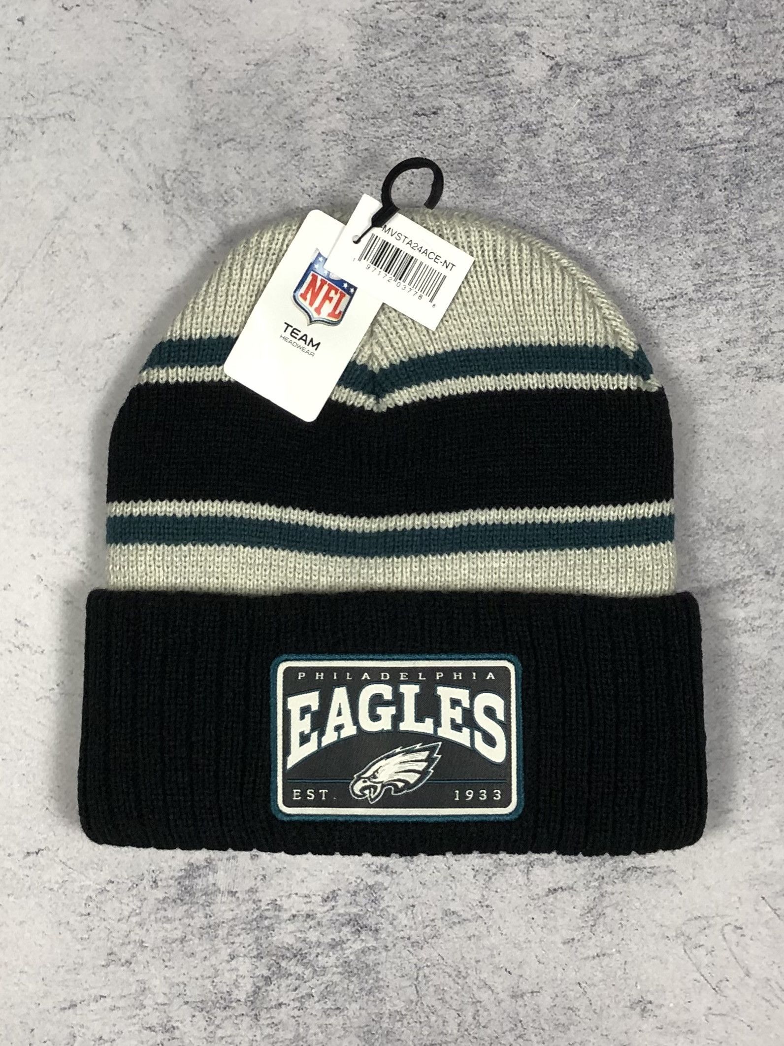 NFL NWT NFL Team Philadelphia Eagles Striped Winter Warm Hat NEW Size ONE SIZE - 1 Thumbnail