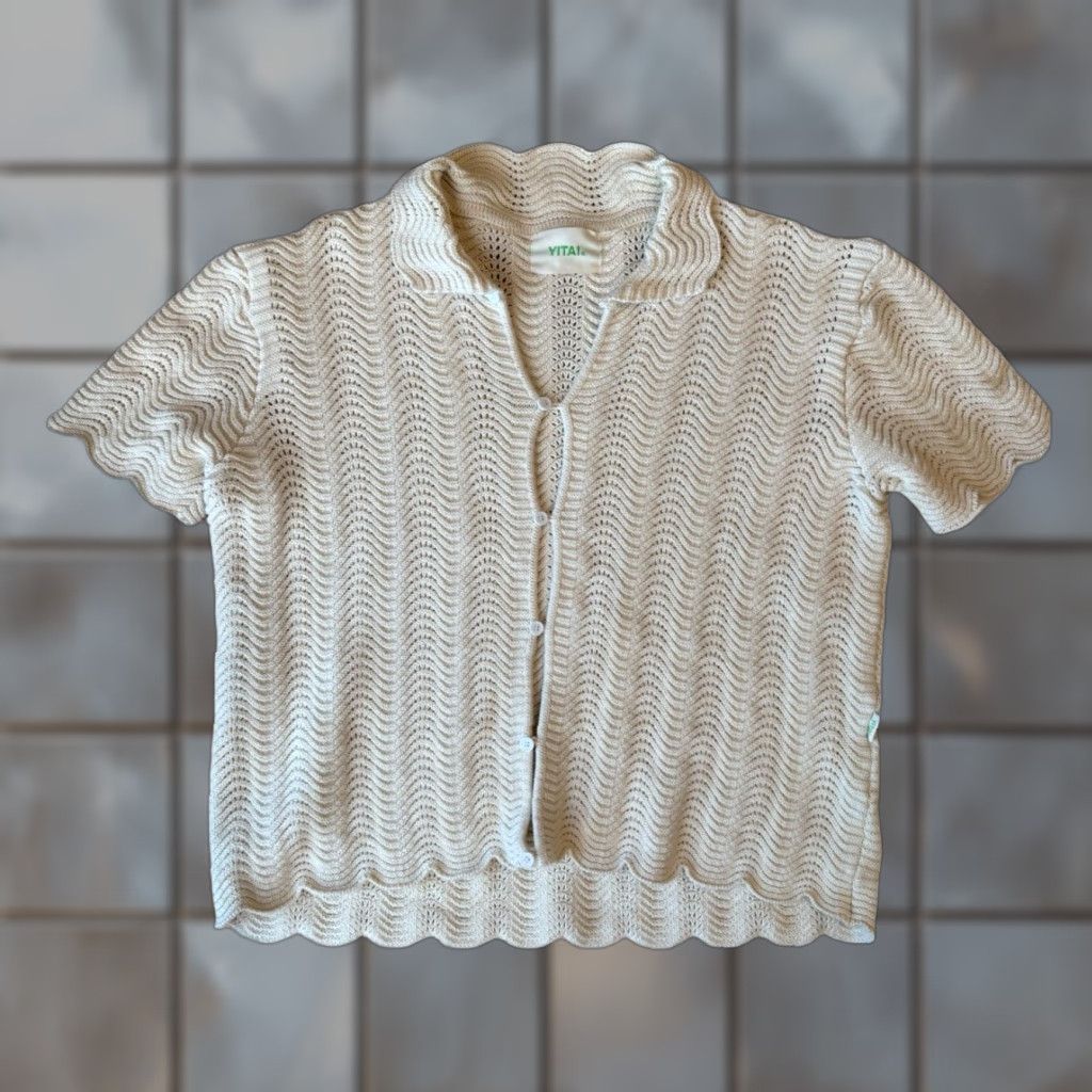 Vintage Yitai Shirt Medium Ivory Knit Button-Up Casual Size US M / EU 48-50 / 2 - 1 Thumbnail