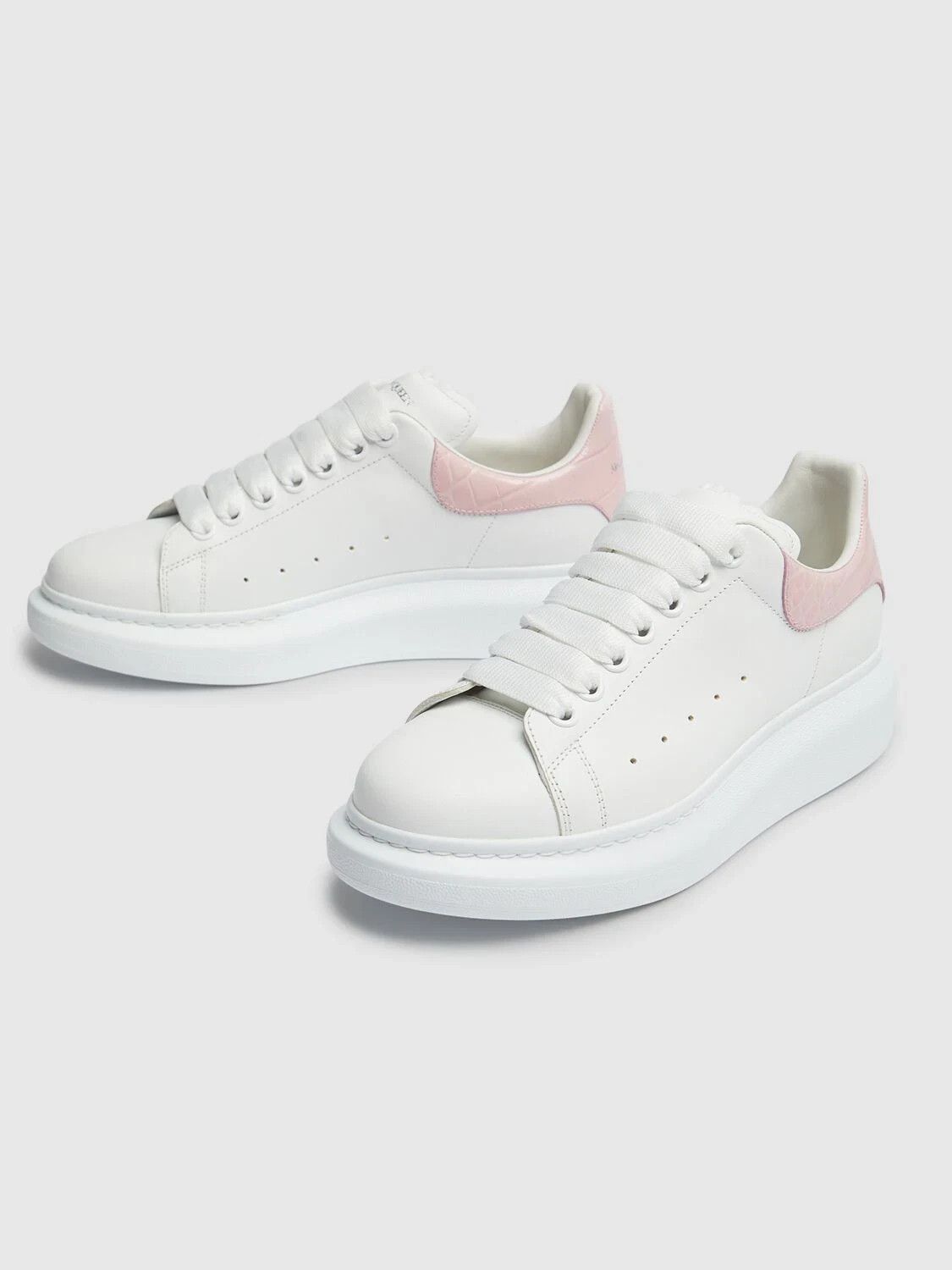 McQueen Oversized Women's Wht/Pnk Leather Sneakers