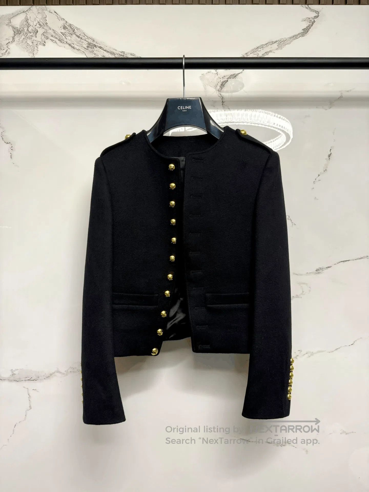 Celine celine black gold button wool jacket. Size S / US 4 / IT 40 - 1 Thumbnail