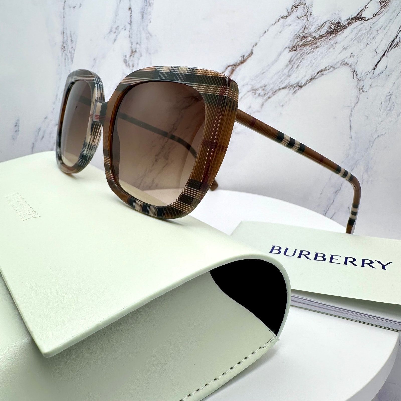 Burberry New Burberry Sunglasses Brown Check Frames Gradient Lens Size ONE SIZE - 4 Thumbnail