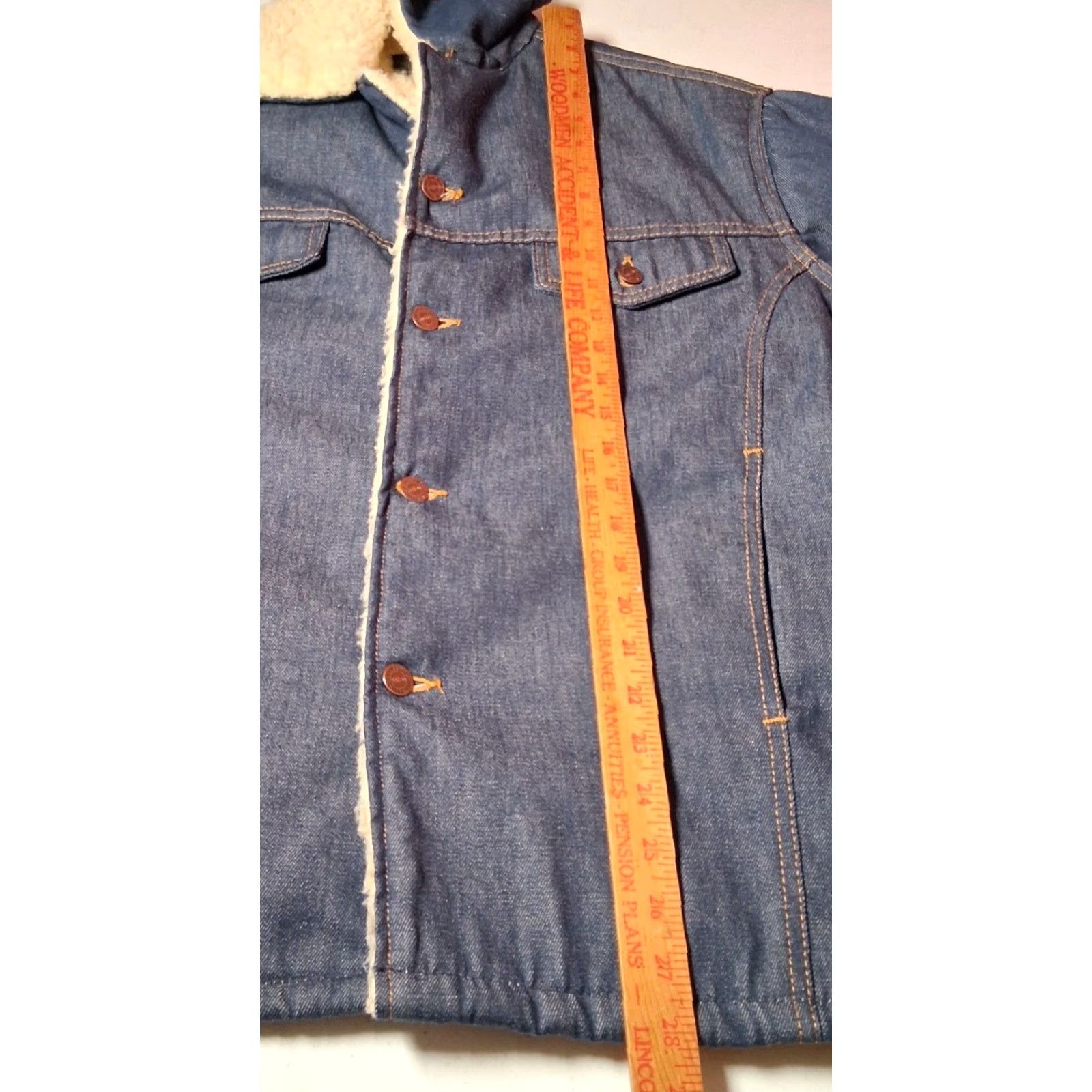 Sears Vintage Sears Roebucks Denim Trucker Jean Jacket Men 46 R Sherpa Lined Blue Size US 30 / EU 46 - 4 Thumbnail