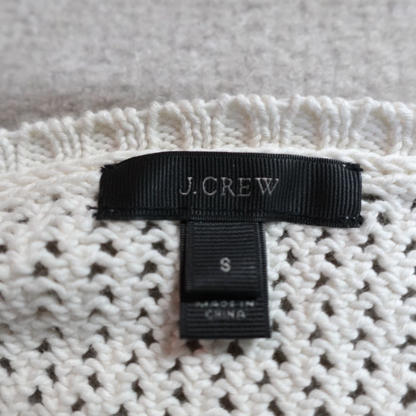 J.Crew J.CREW Sweater Womens Small White Open-Knit Crew Neck 3/4 Sleeve Cotton Pullover 100% Knit Ivory A7981 Size S / US 4 / IT 40 - 3 Thumbnail