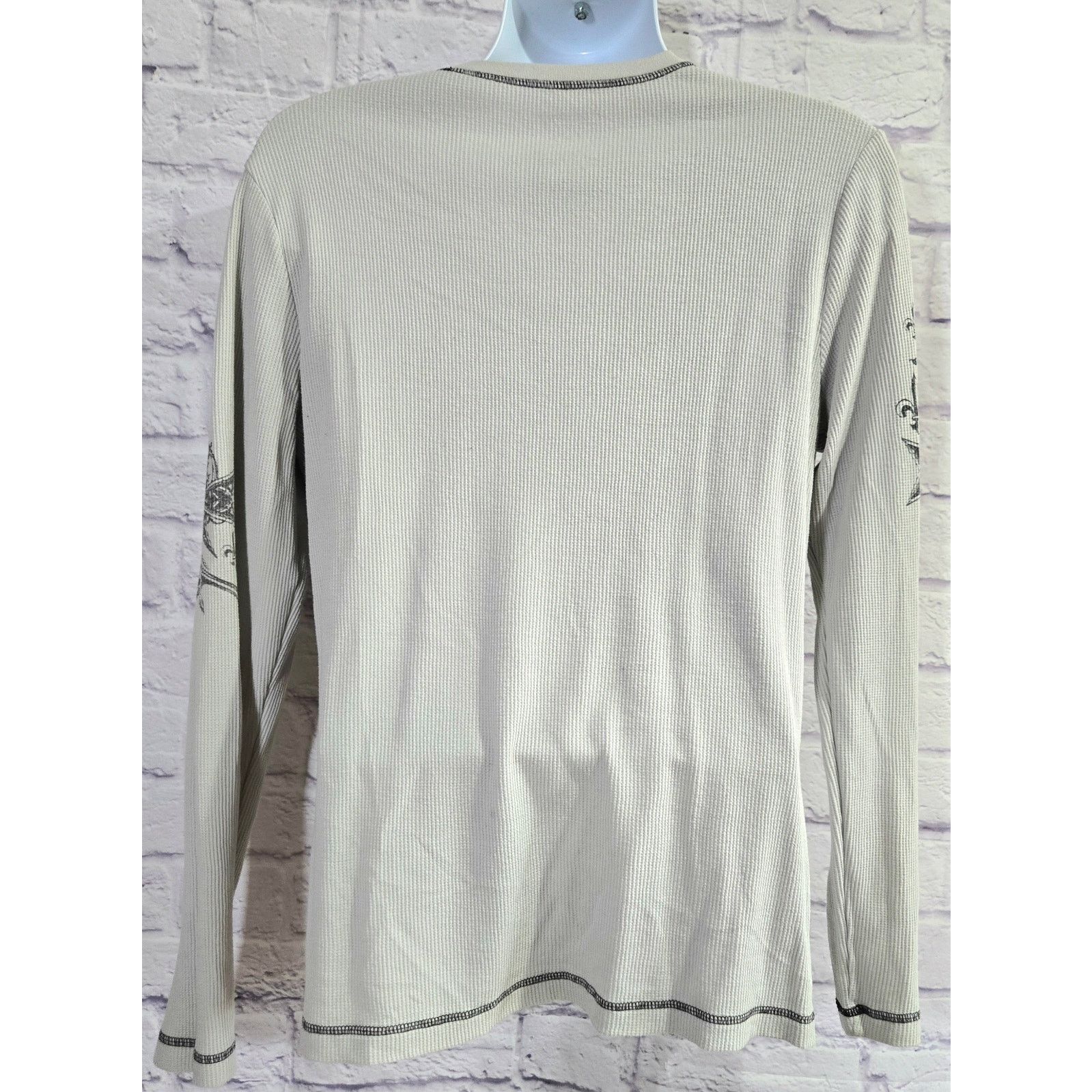 Other VTG No Boundaries Gray Black Filigree Thermal Men's Shirt L Size US L / EU 52-54 / 3 - 3 Thumbnail