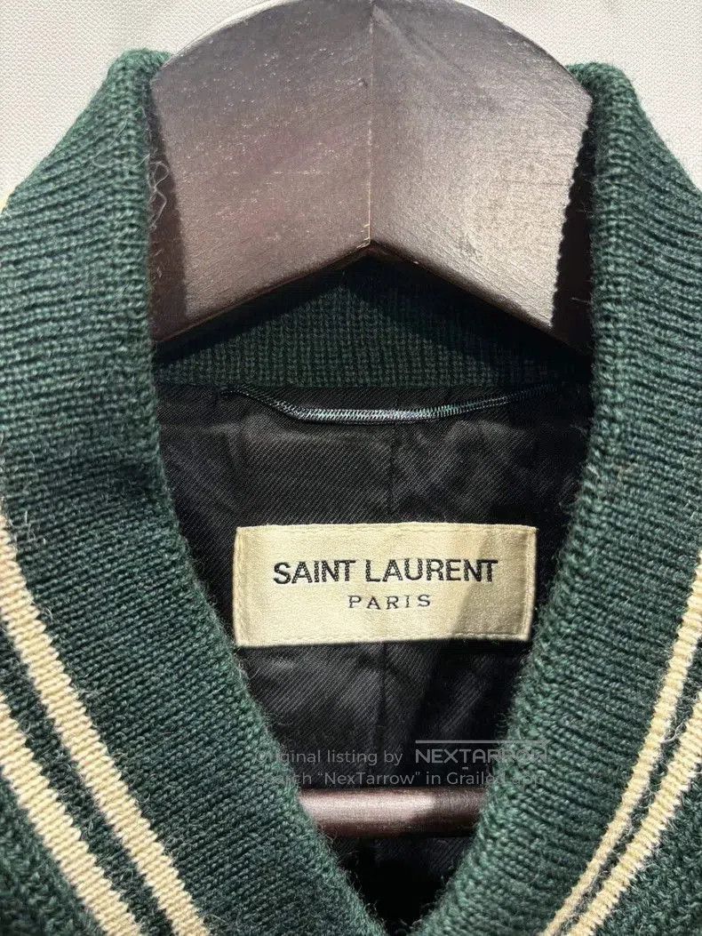 Saint Laurent Paris Saint Laurent Green White Varsity Jacket. Size US L / EU 52-54 / 3 - 3 Thumbnail