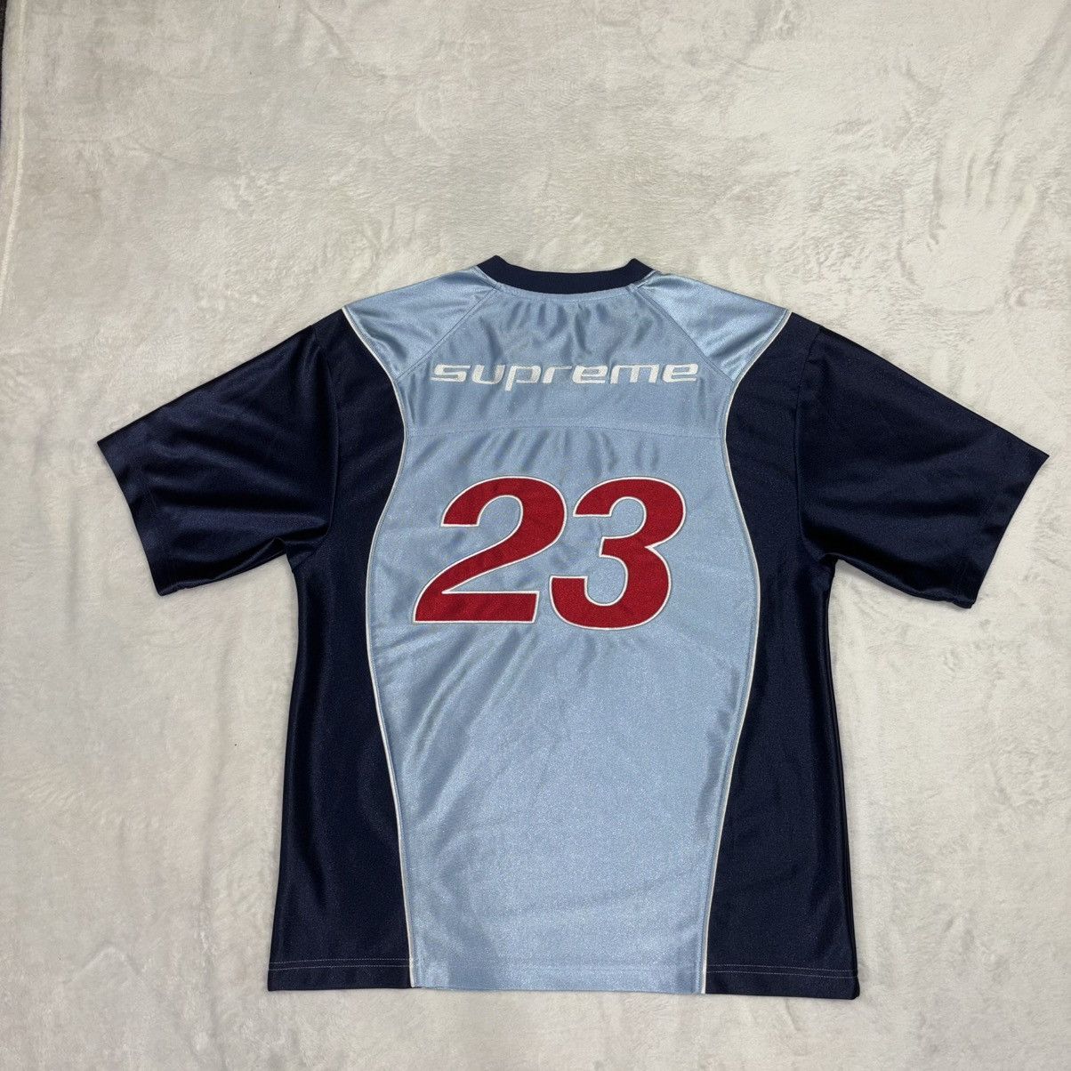 Jordan Brand × Supreme Supreme Jordan Warm Up Jersey Small Light Blue Football FW24 Size US S / EU 44-46 / 1 - 7 Thumbnail