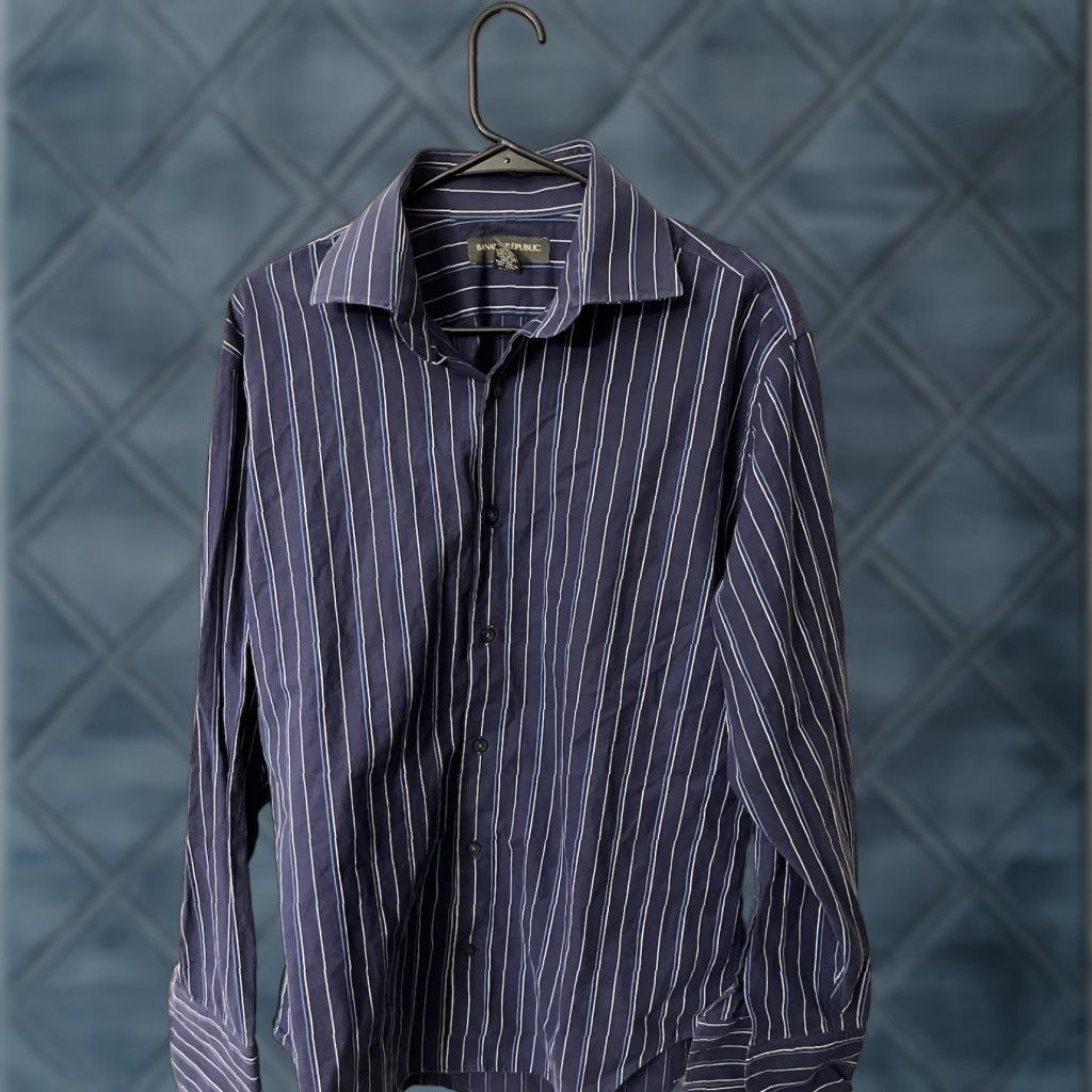 Banana Republic Banana Republic Shirt Mens Blue Striped Long Sleeve Reg Fit Button Large Size US L / EU 52-54 / 3 - 1 Thumbnail