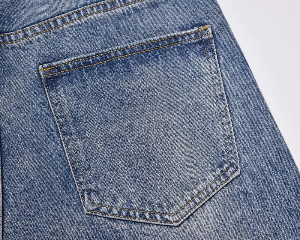 Japanese Brand Men's straight American loose casual washed raw edge jeans Size US 32 / EU 48 - 5 Thumbnail