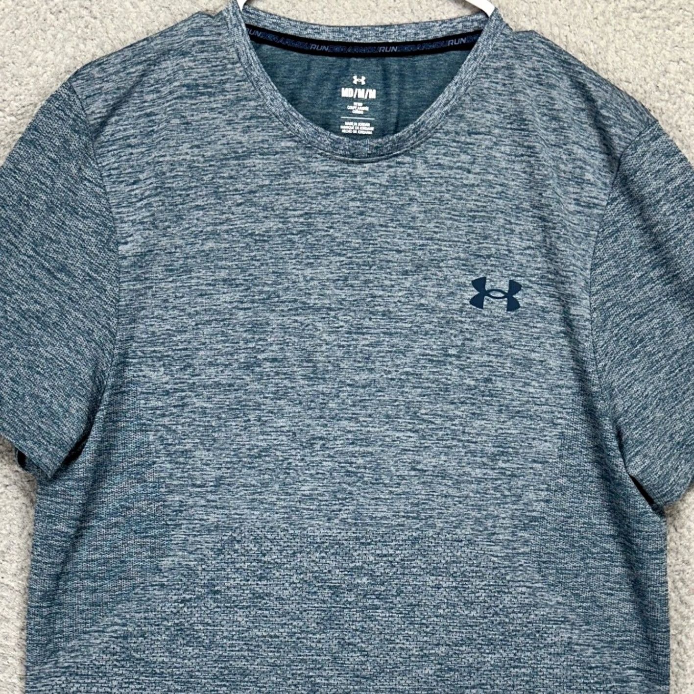 Under Armour Under Armour Run Adult Mens T-Shirt Medium Blue Fitted Short Sleeve Tee Size US M / EU 48-50 / 2 - 2 Thumbnail