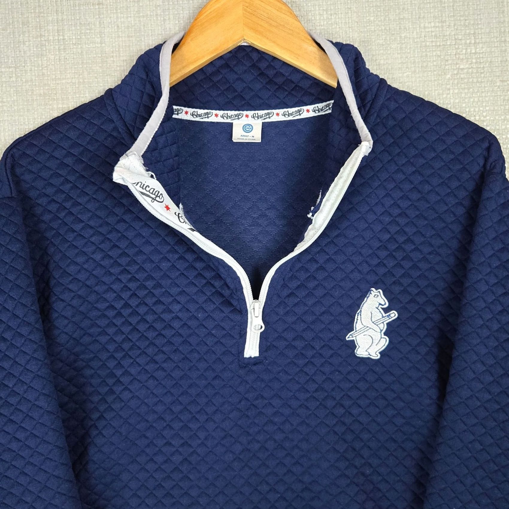 Logo 7 CHICAGO CUBS Windbreaker Pullover 1/4 Zip Teacher Logo Mens Medium NFC Blue Quilted Moistu re Wicking Breathable Polyester Size US M / EU 48-50 / 2 - 4 Thumbnail