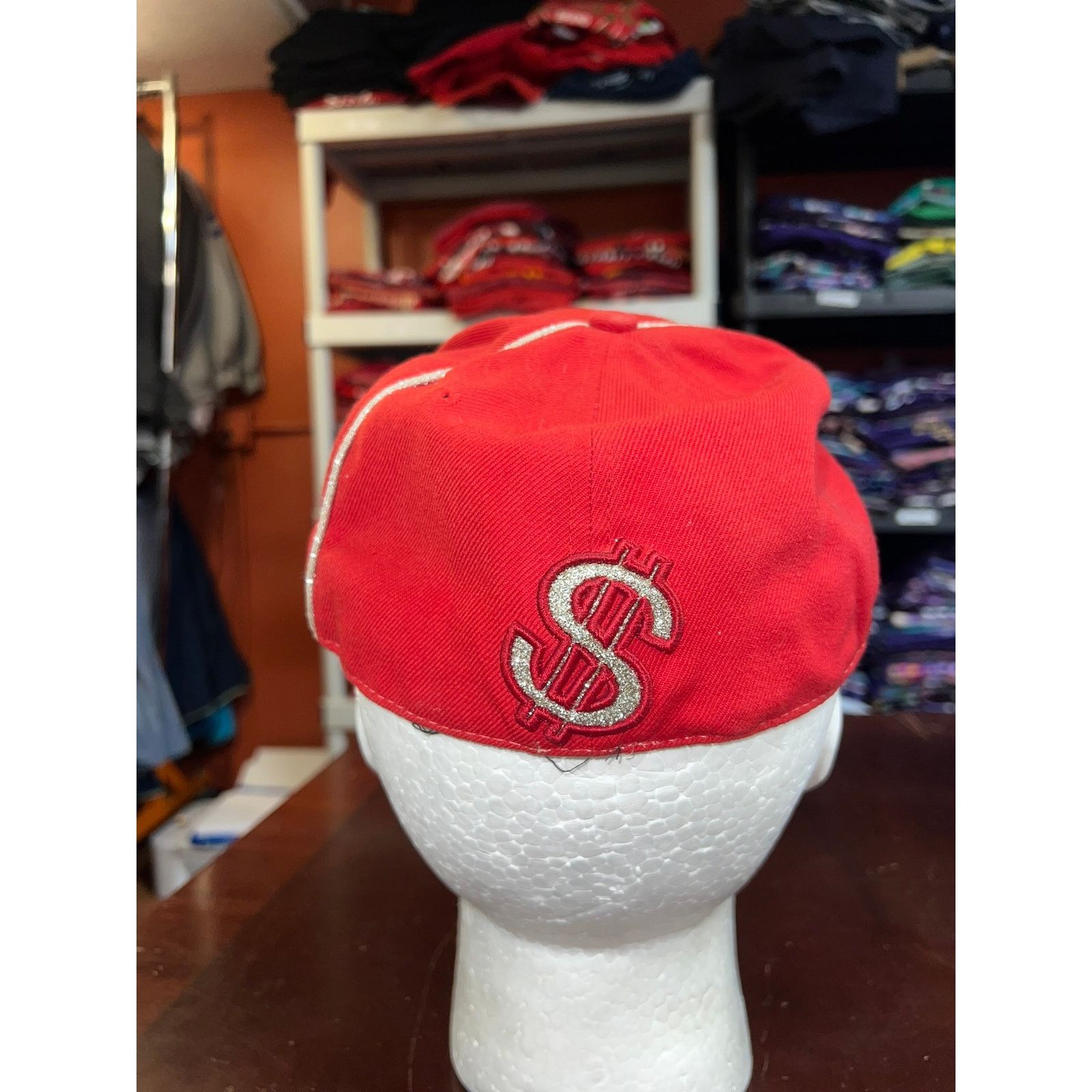 Diamond Head Head Global Hat Headwear Dollar Sign Red Cap Fitted 7 5/8 Size ONE SIZE - 4 Thumbnail