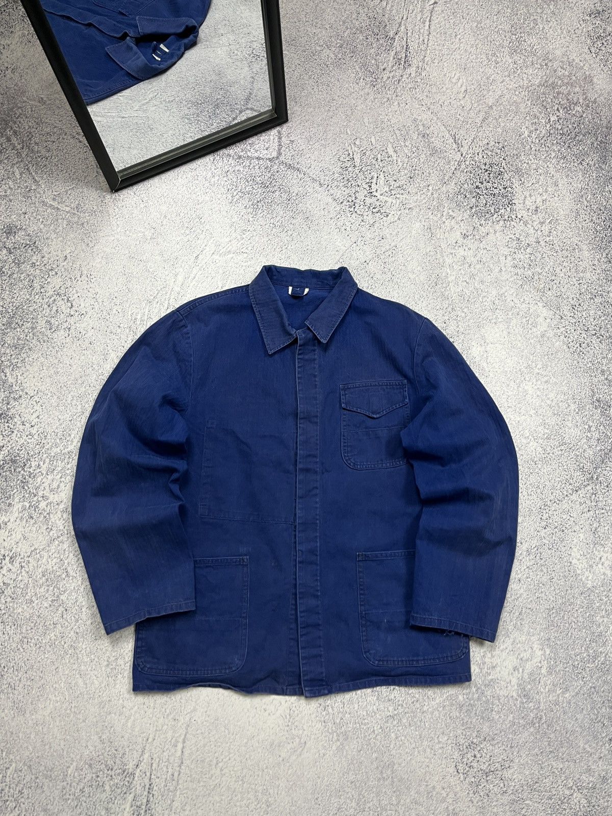 Le Laboureur French Workwear German Work Jacket Sanfor Blue Chore Coat Size US M / EU 48-50 / 2 - 1 Thumbnail