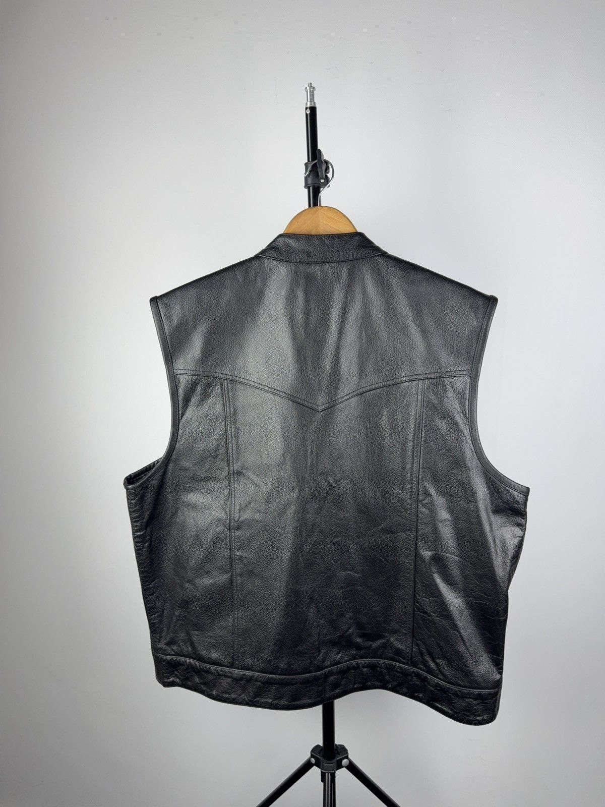 Leather Vintage 90s Genuine Leather MOTO Vest Rock Punk Rick Chrome Size US XL / EU 56 / 4 - 5 Thumbnail