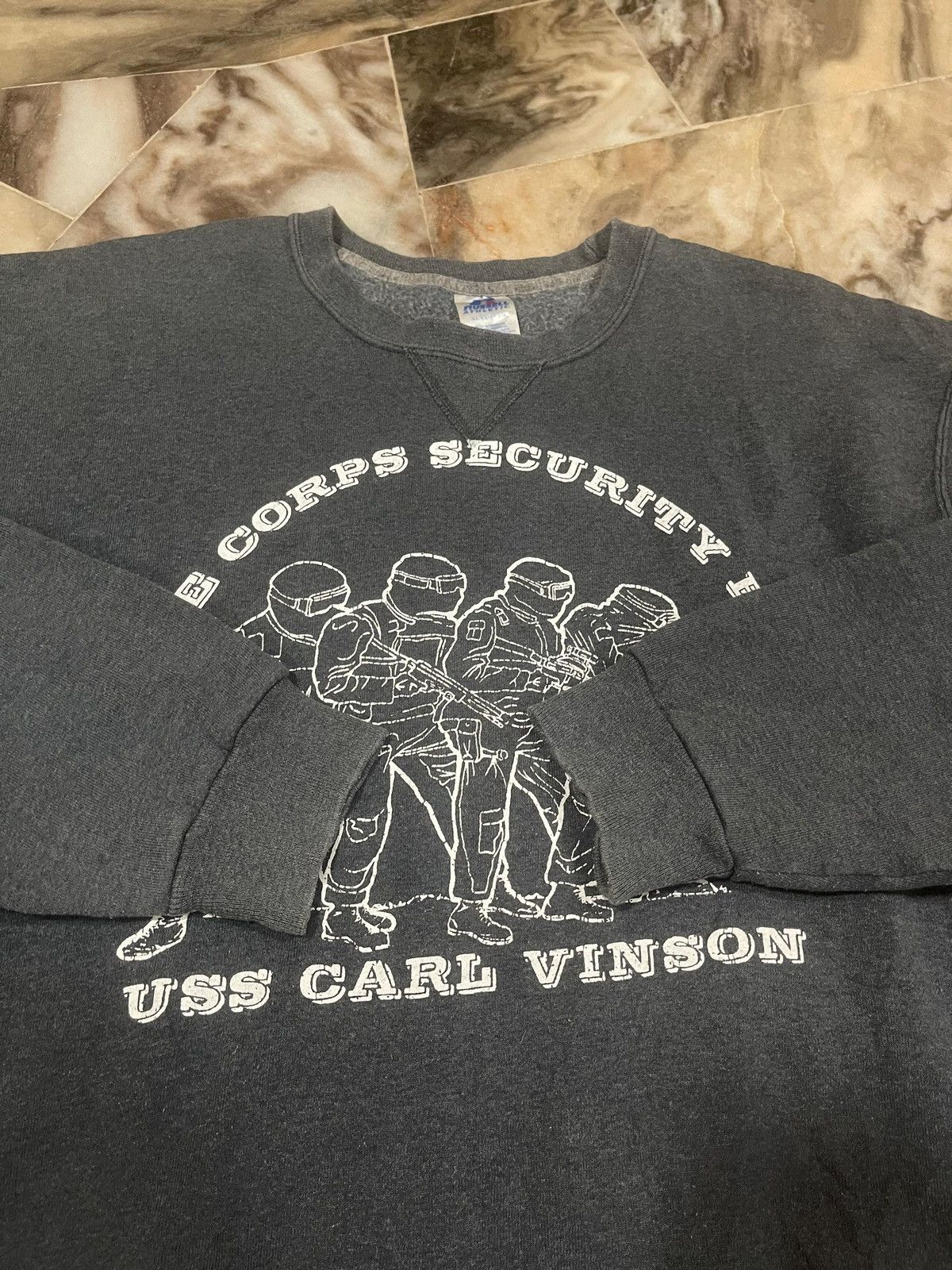 Russell Athletic Vintage 90s Marine Corps Security Force USS Carl Vinson Size US XL / EU 56 / 4 - 4 Thumbnail
