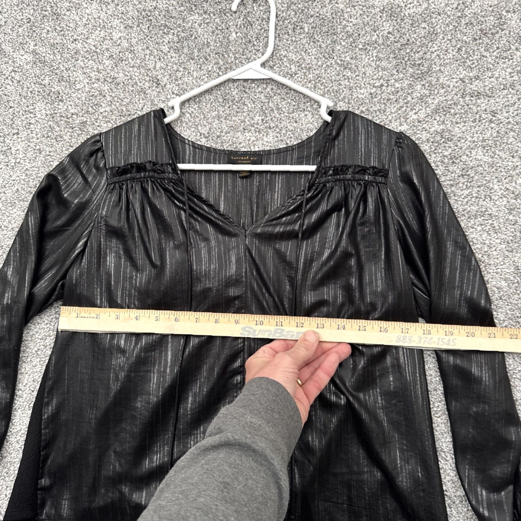 Vintage Current Air Blouse Womens Small V-Neck Long Sleeve Pullover Black Office Casual Workwear Bohemian Classic Size S / US 4 / IT 40 - 3 Thumbnail