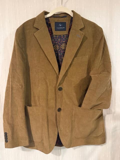 Tailorbyrd TAILORBYRD TAN CORDUROY BLAZER 38S LINED POCKETS 2-BUTTON Size 38S - 1 Thumbnail