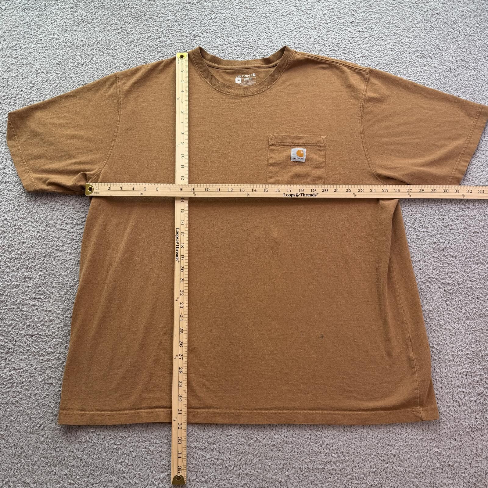 Carhartt Carhartt K87 Brown Pocket T Shirt Loose Fit Work Tee 2XL Size US XXL / EU 58 / 5 - 3 Thumbnail