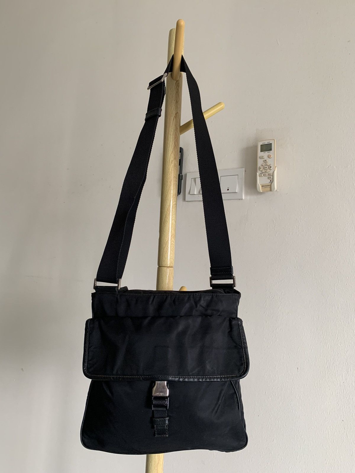image of Prada Black Medium Crossbody Sling Bag, Men's