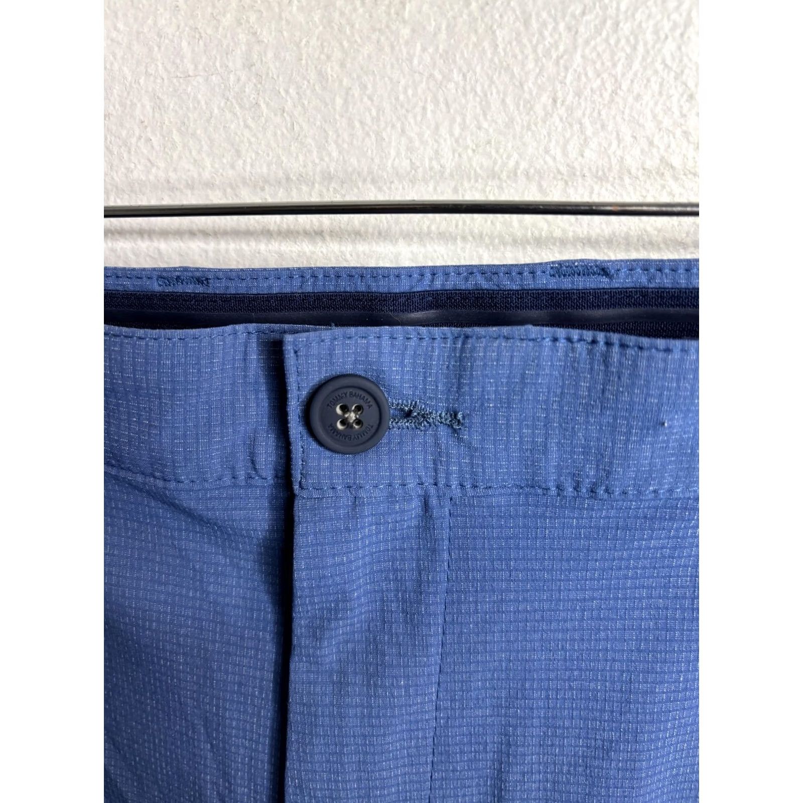 Tommy Bahama Tommy Bahama Shorts Mens 38 Blue Microfiber Check Stretch Chino Casual Golf Size US 38 / EU 54 - 2 Thumbnail