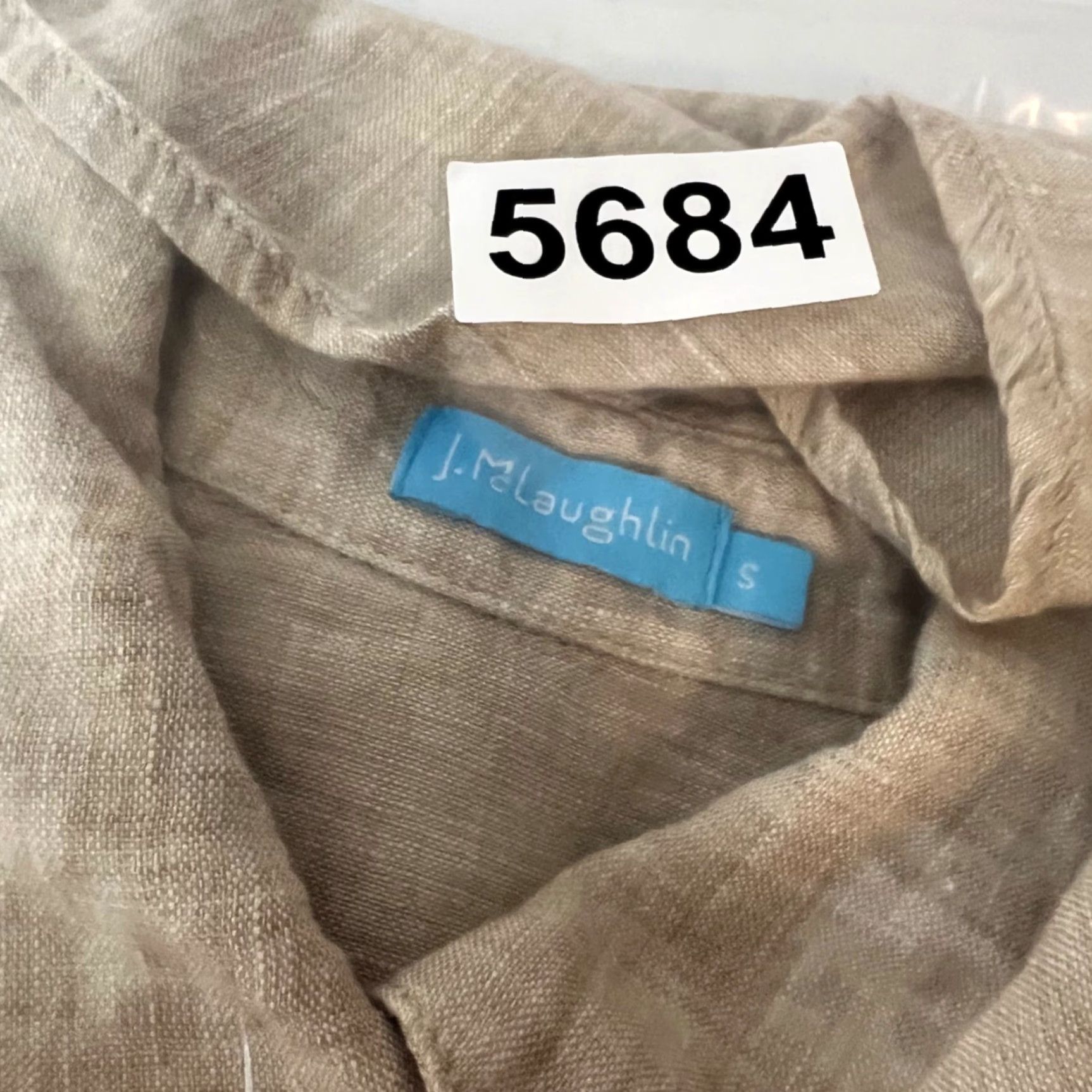 J.McLaughlin J. McLaughlin Womens Small Beige Linen Button Shirt Blouse with Side Detail Size S / US 4 / IT 40 - 7 Thumbnail