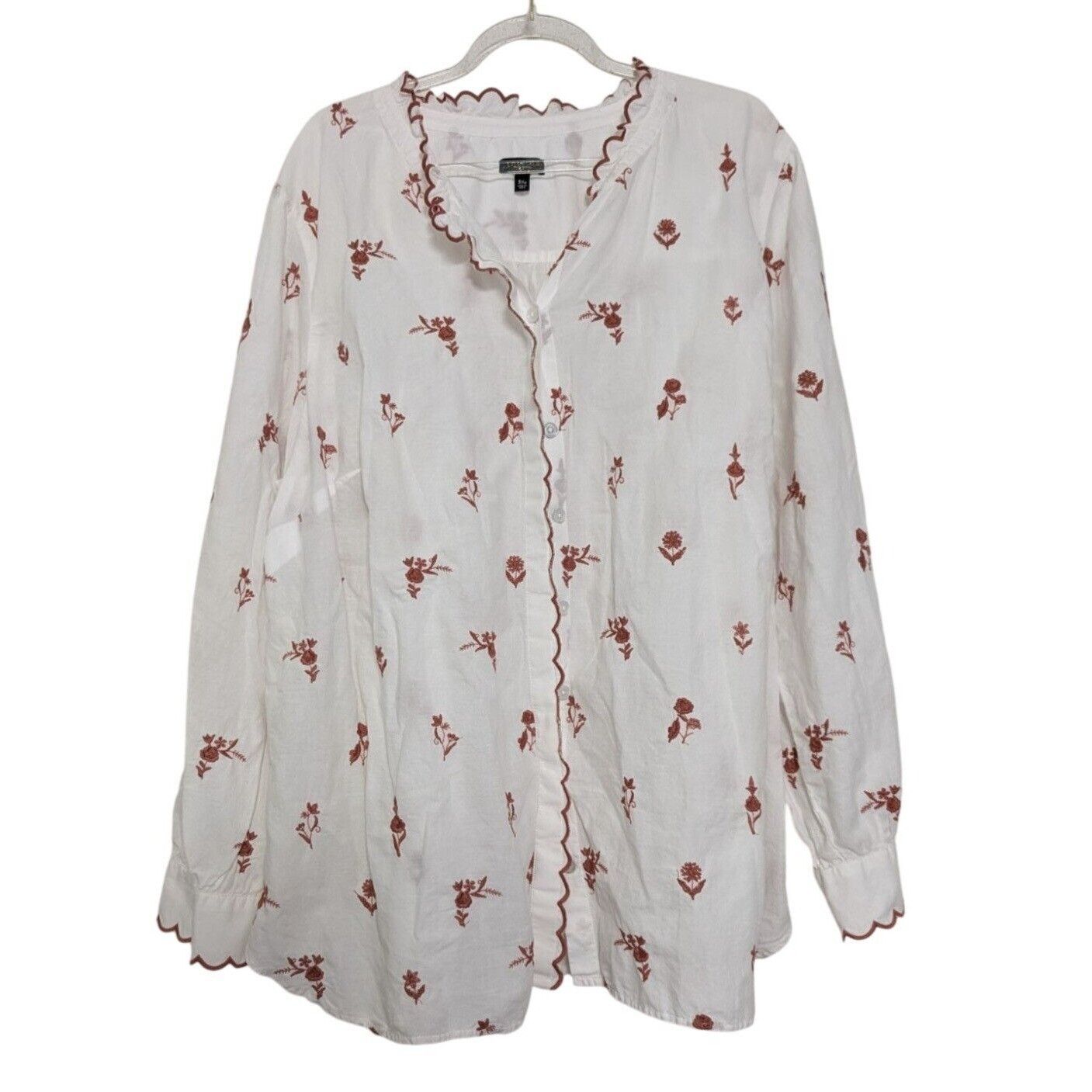 Talbots Talbots Embroidered Floral Shirt Womens Petite Plus Size 3X Size 3XL / US 20-22 - 1 Thumbnail