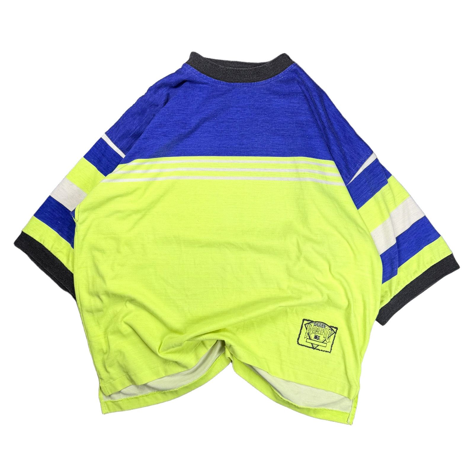 Vintage 80s Ocean Pacific Neon Stripe Boxy Tee XL