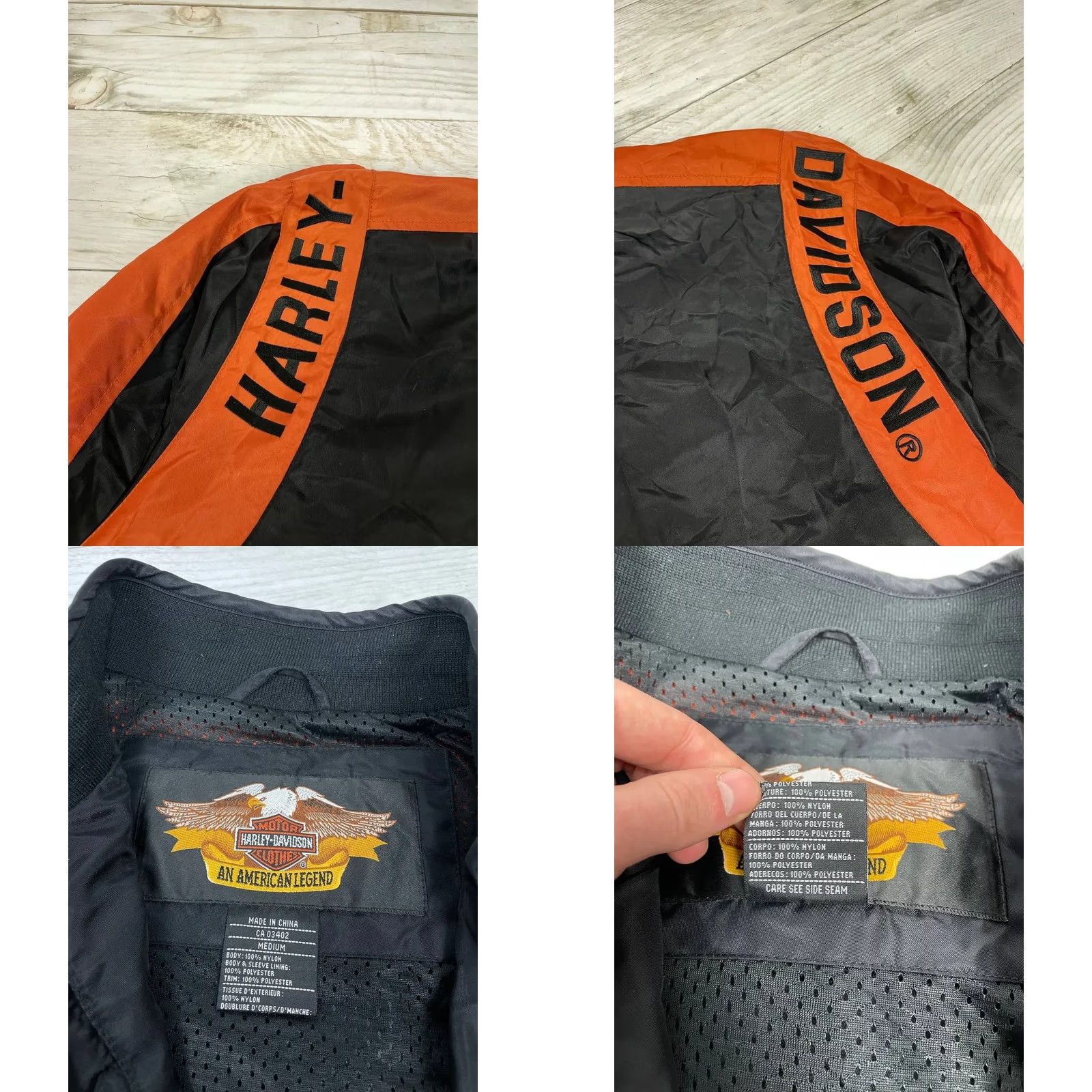 Harley Davidson VINTAGE Harley-Davidson Bomber Jacket Mens M Black 90s Motorcycle Racing Logo Nylon Lining Polyester Jacket Size US M / EU 48-50 / 2 - 8 Thumbnail