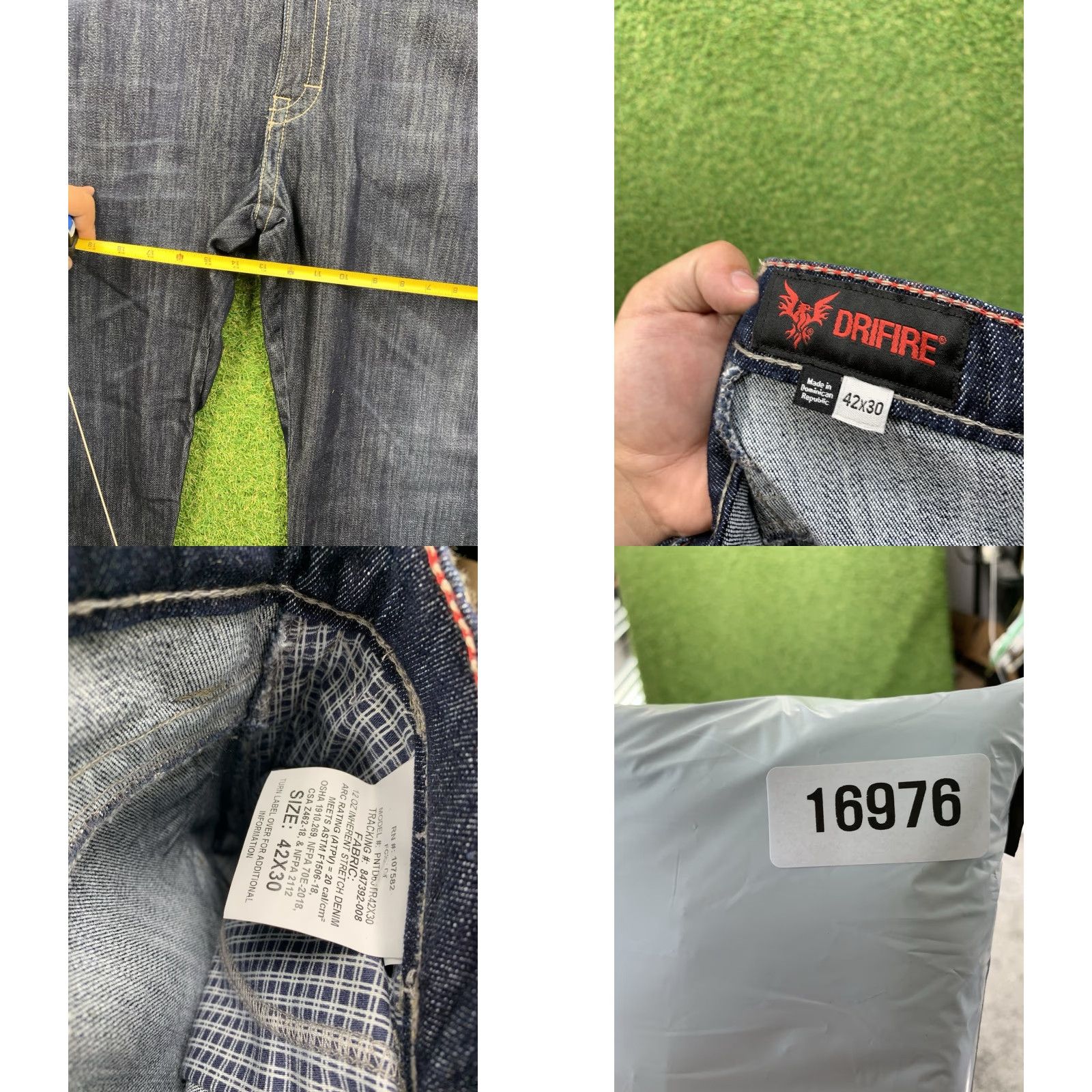 Vintage DRIFIRE Flame Resistant FR Taproo Jeans Mens 42x30 5-Pocket Denim Workwear Blue Slim Straight Pants Size US 42 / EU 58 - 8 Thumbnail