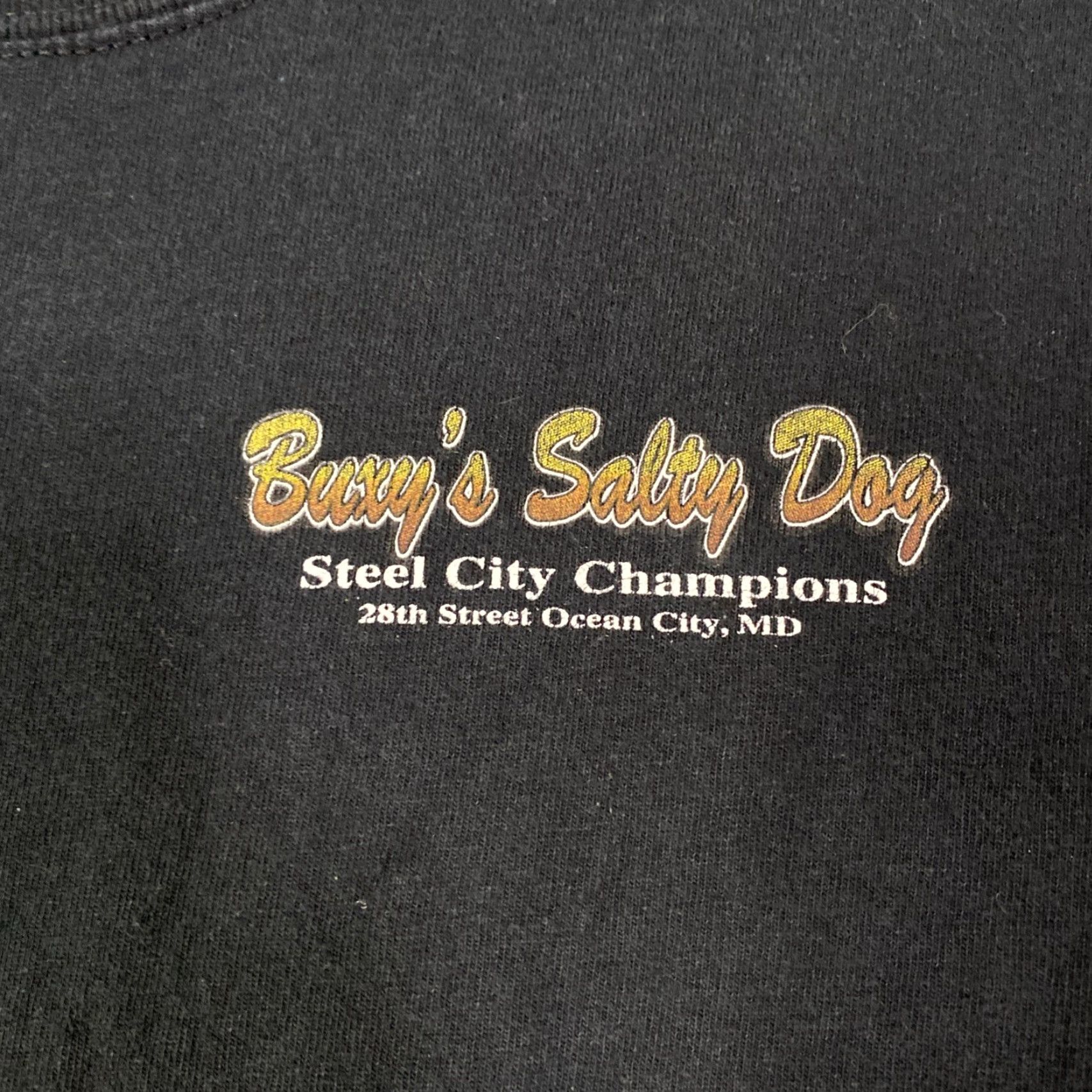 Gildan VINTAGE Pittsburgh Steelers T Shirt Salty Dog Saloon Ocean City MD Mens Medium M Black Short Sleeve Beach City Dog Sports Size US M / EU 48-50 / 2 - 4 Thumbnail
