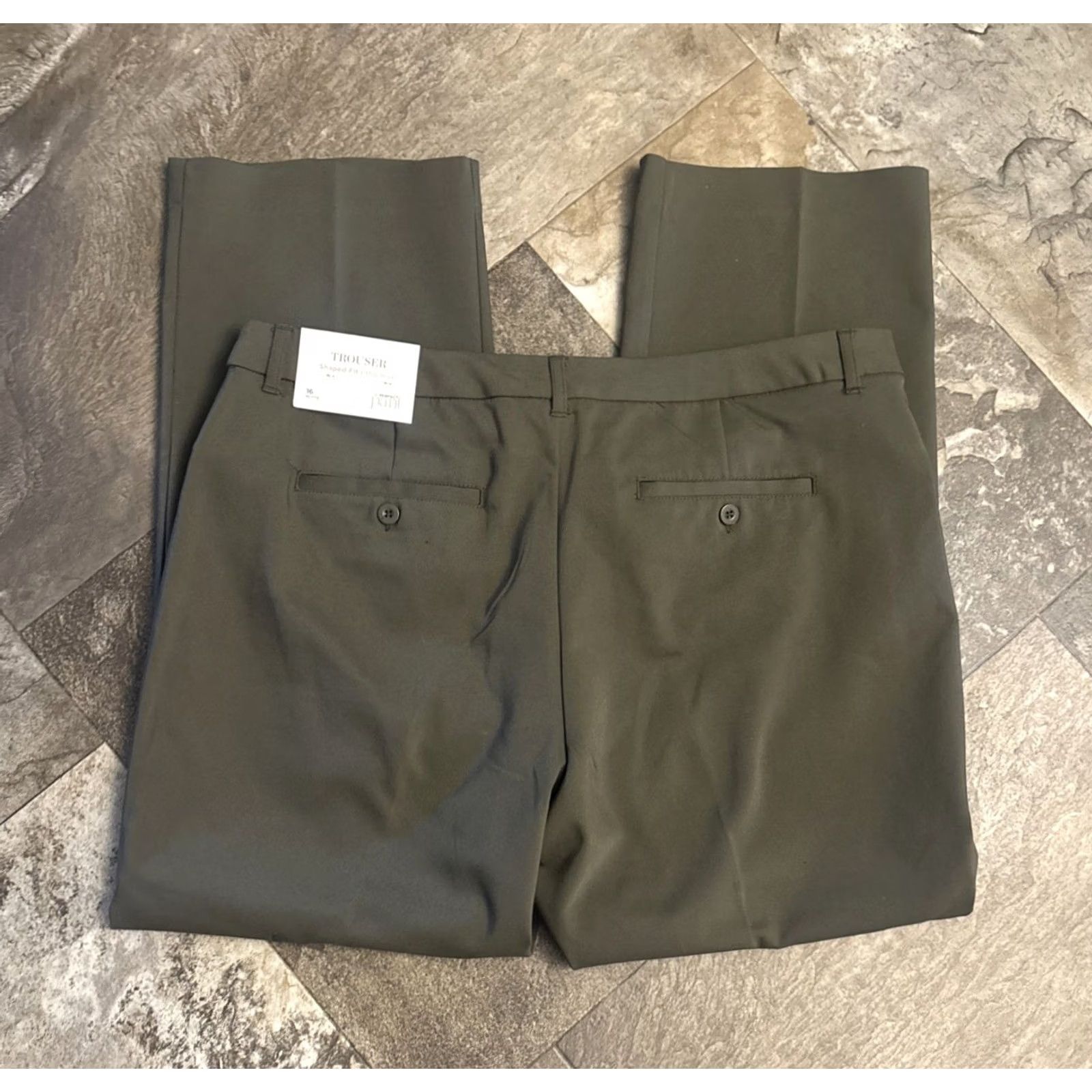 Vintage NWT Christopher & Banks Dress Pants Straight Leg Green 28in Inseam 16P Mid Rise Shaping Comfort Cotton Blend with Pockets Womens Size 38" / US 16 / IT 52 - 2 Thumbnail