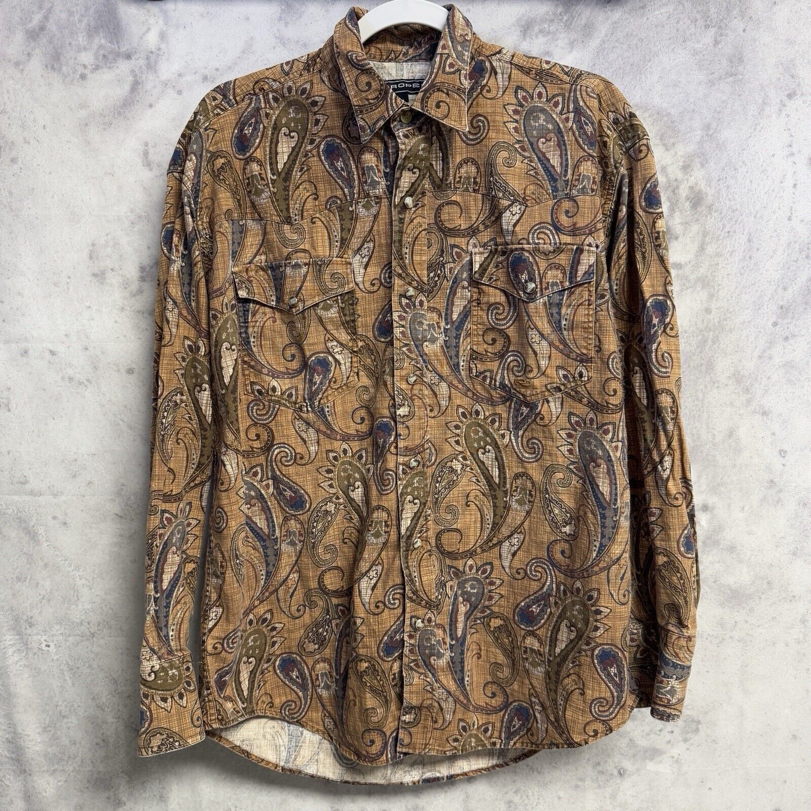 Roper Roper Western Pearl Snap Shirt Mens Medium Brown Paisley Lon Size US M / EU 48-50 / 2 - 1 Thumbnail