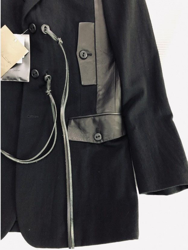 Yohji Yamamoto YYPH 🇯🇵 black wool/leather laced front acords ‘08 coat 3 NEW Size 40L - 4 Thumbnail