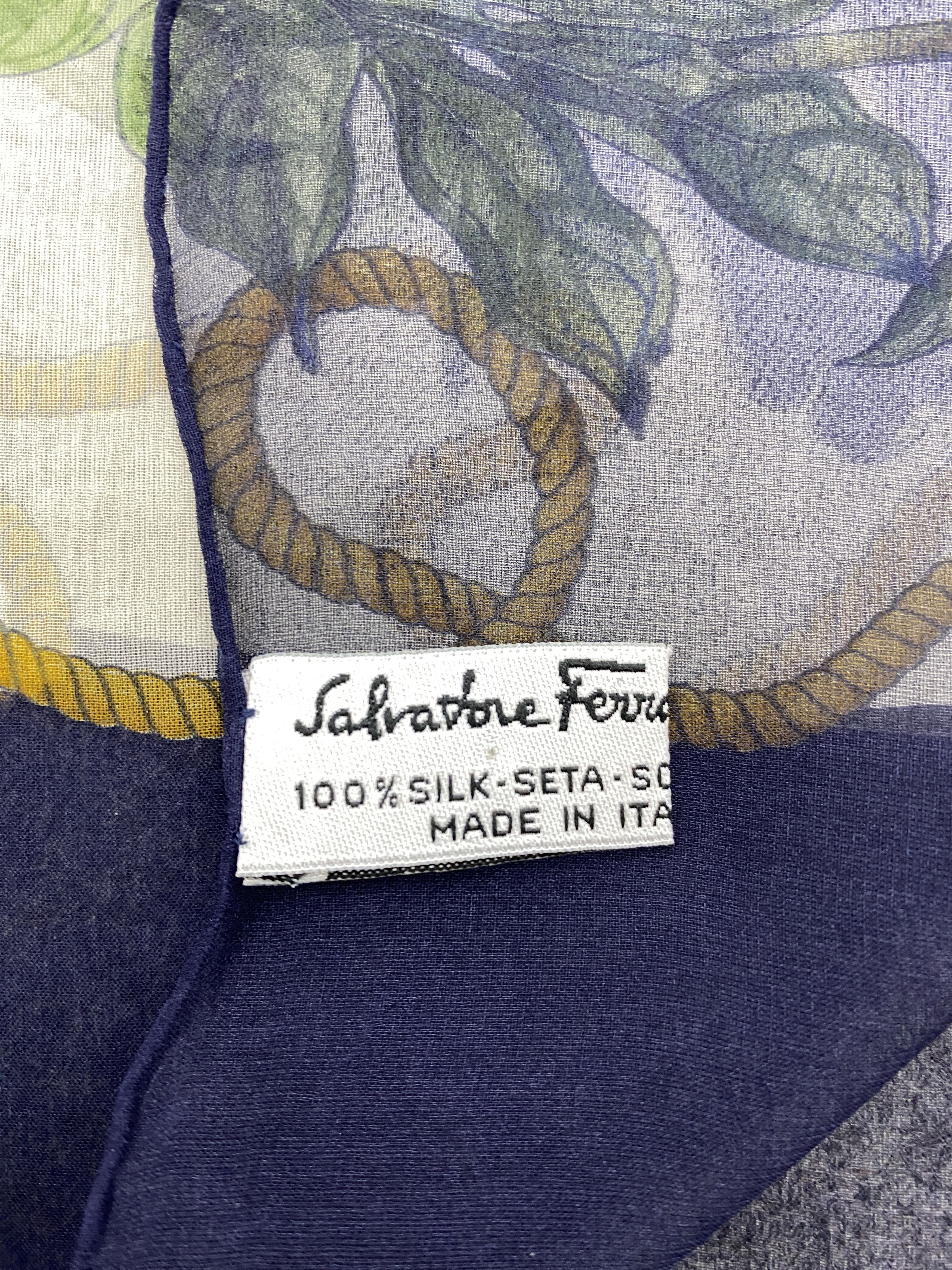 Designer × Salvatore Ferragamo Vintage Ferragamo Silk Scarf / Foulards / Silk Shawl SN0016 Size ONE SIZE - 6 Thumbnail