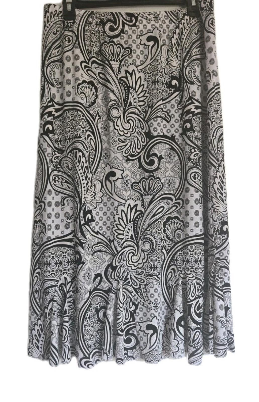 Other SJS Skirt Black & White Paisley Print midi-calf lengthWomens Size 36" / US 14 / IT 50 - 1 Thumbnail