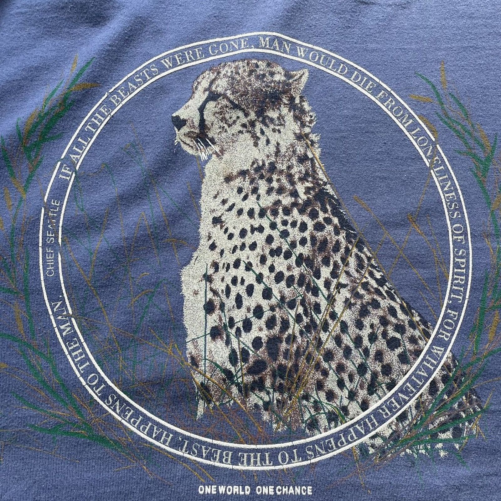 Vintage Vintage 90s Cheetah Animal Art T Shirt XXL Single Stitch USA Size US XXL / EU 58 / 5 - 3 Thumbnail